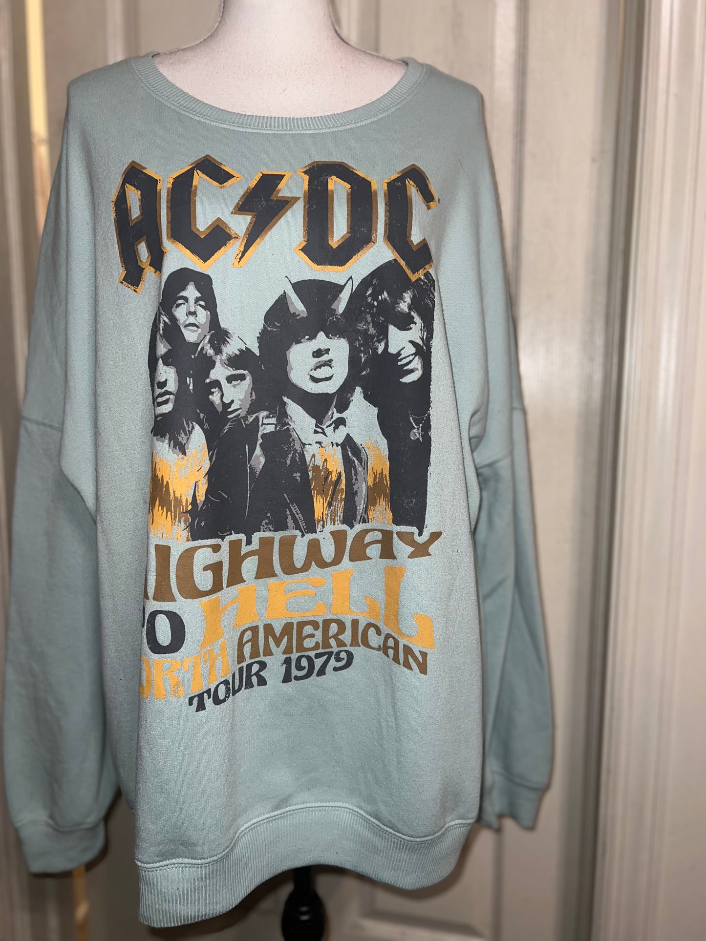 AC/DC Oversized Distressed Sweatshirt