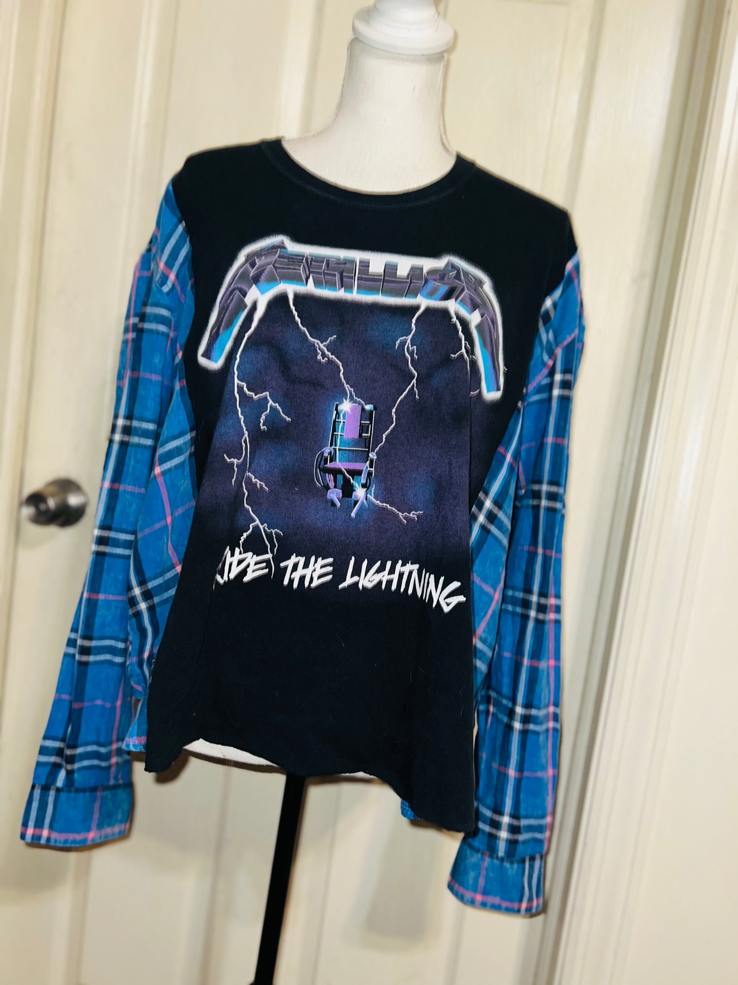 Metallica Oversized Distressed Flannel Long Sleeve Tee