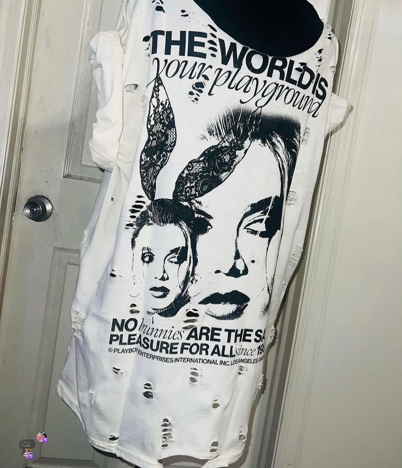 Playboy Double Sided Oversized Distressed Tee