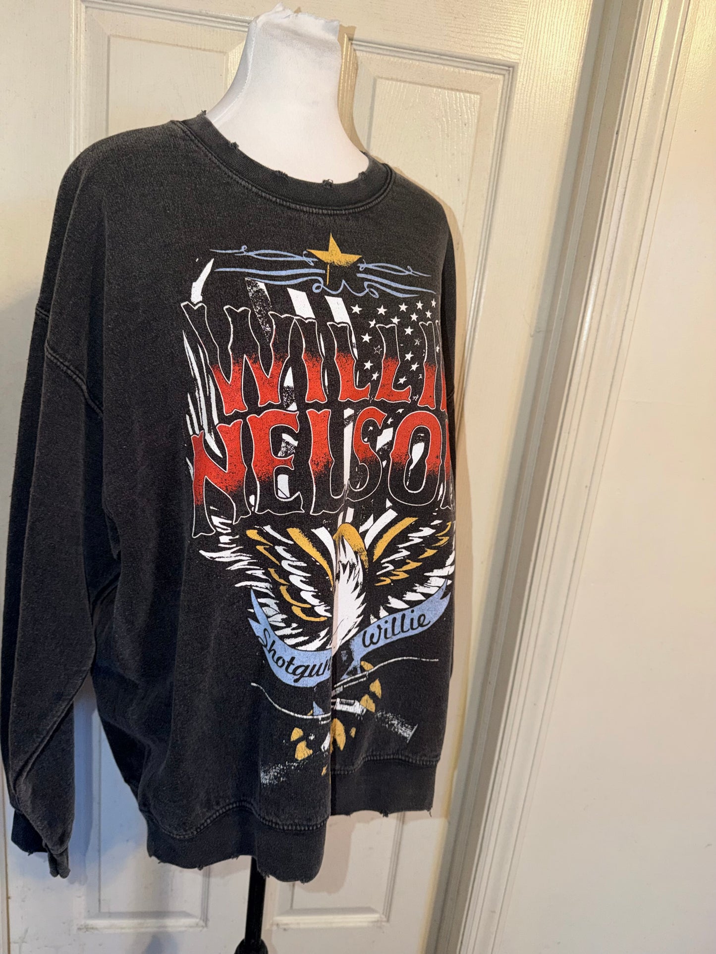 Willie Nelson Oversized Distressed Sweatshirt
