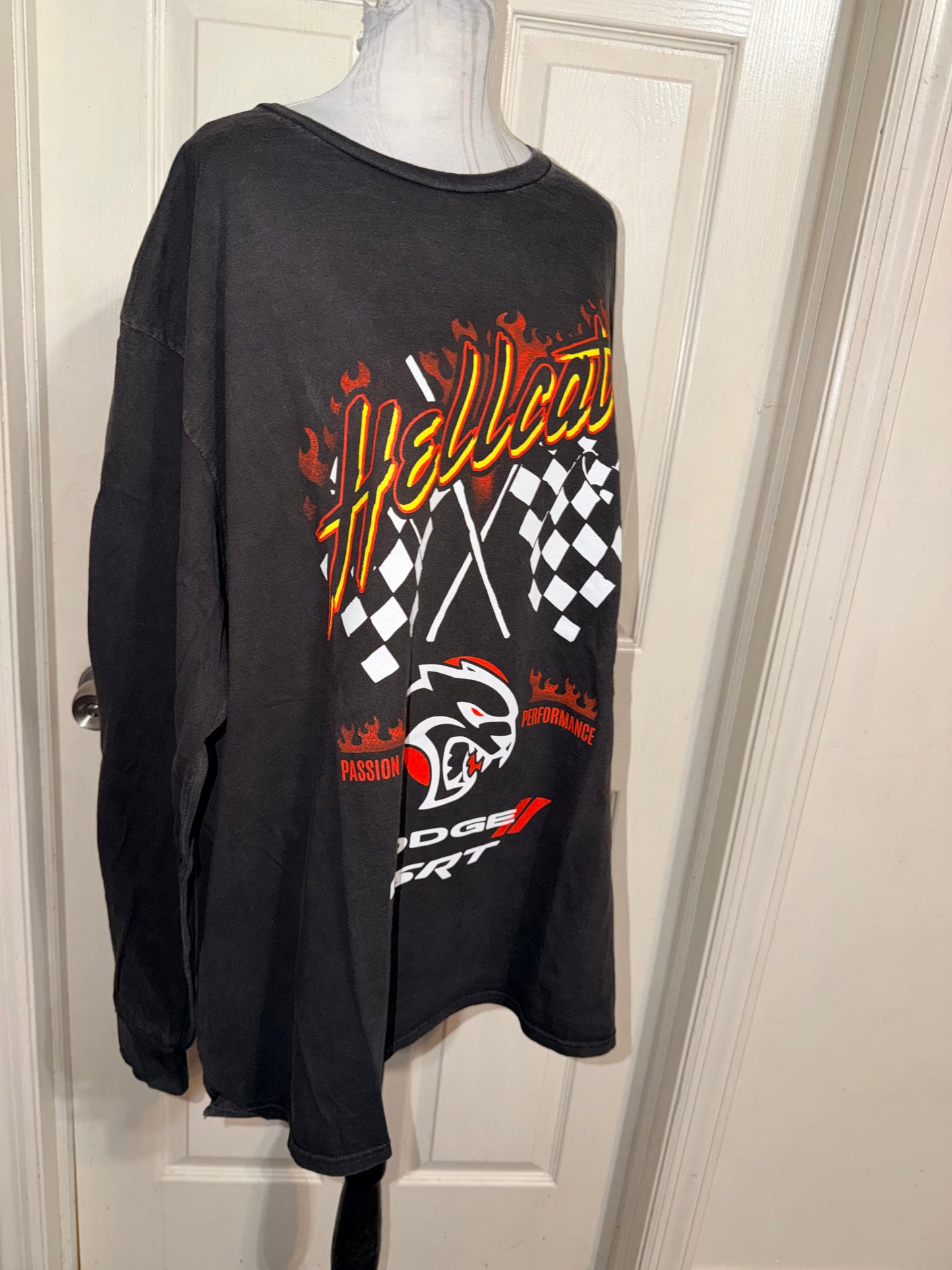 Dodge Hellcat Oversized Distressed Long Sleeve Tee