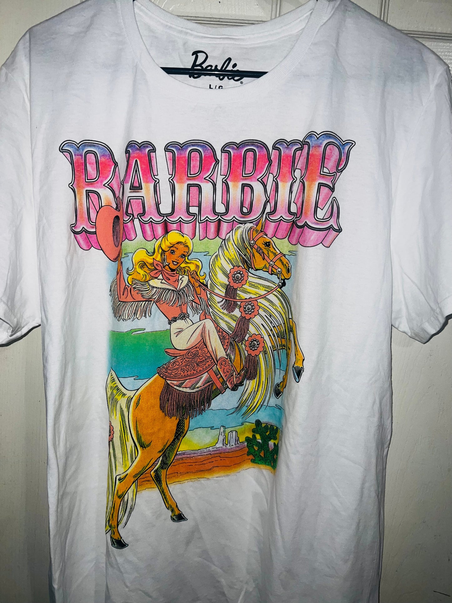 Barbie Cowgirl Oversized Distressed Tee