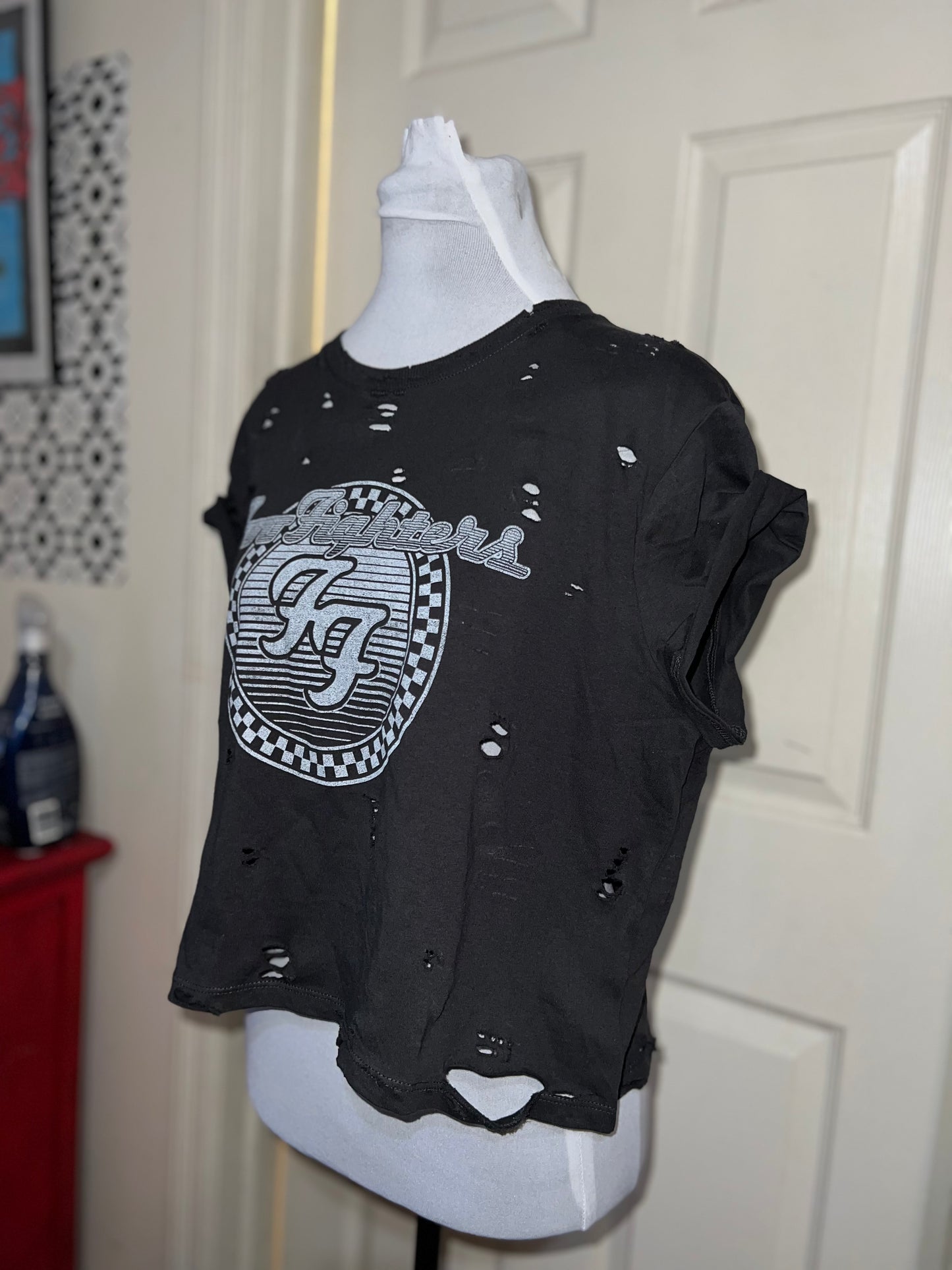 Foo Fighters Oversized Distressed Baby Tee