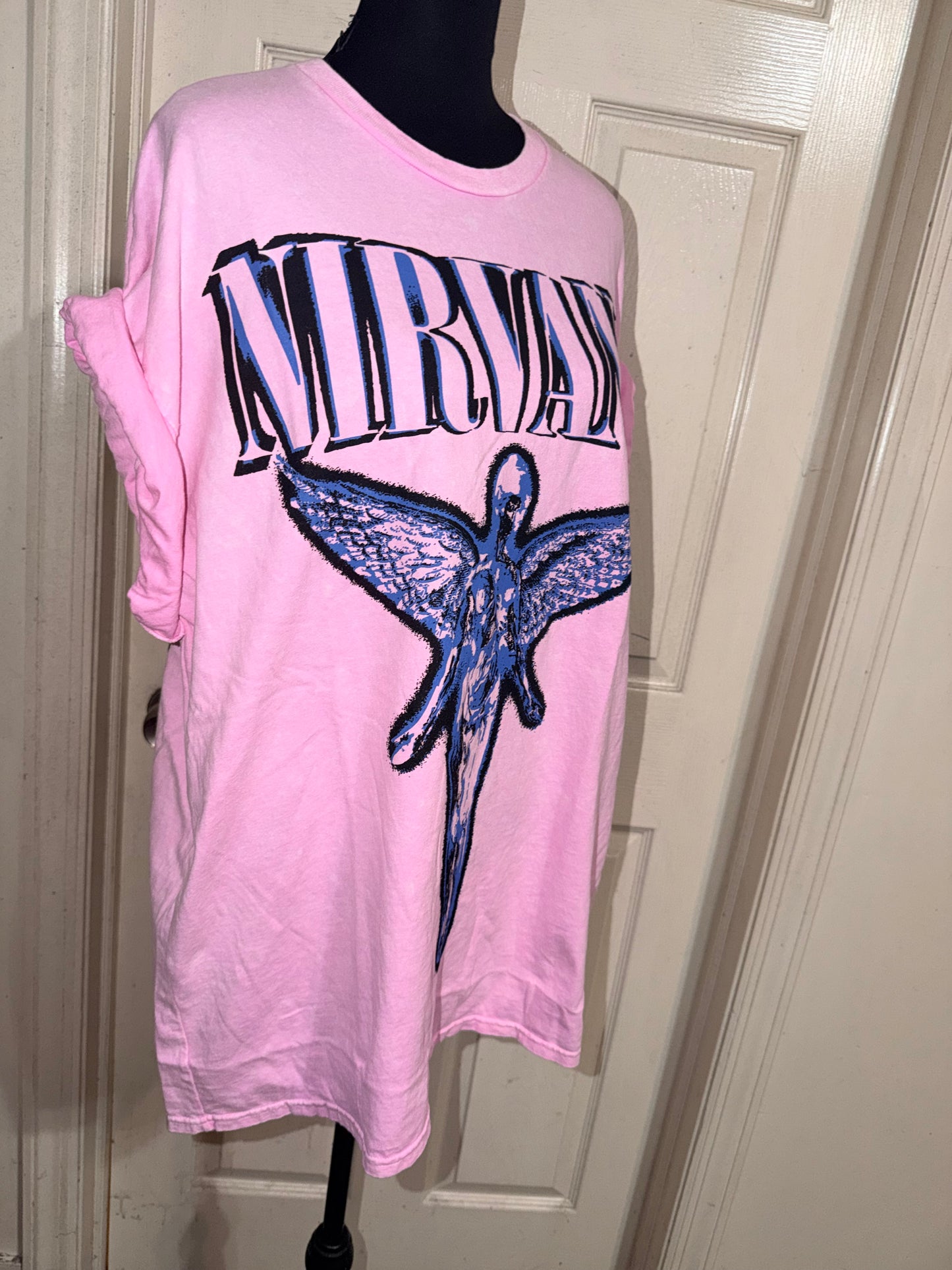 Nirvana Double Sided Oversized Distressed Tee