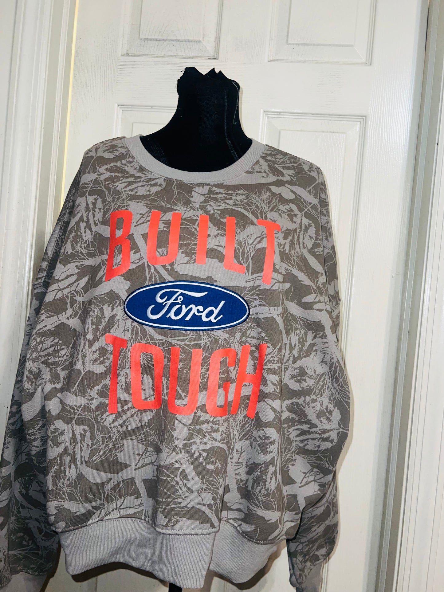 Ford Oversized Distressed Camo Sweatshirt