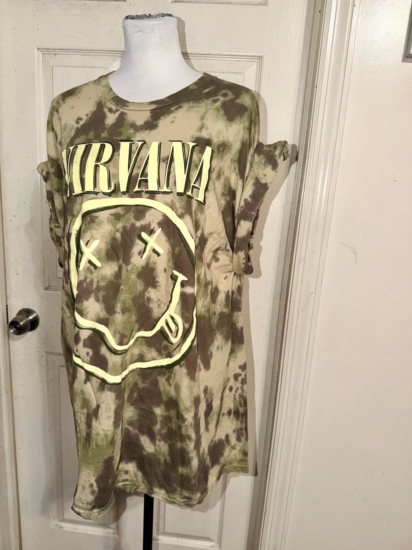Nirvana Camouflage Oversized Distressed Tee