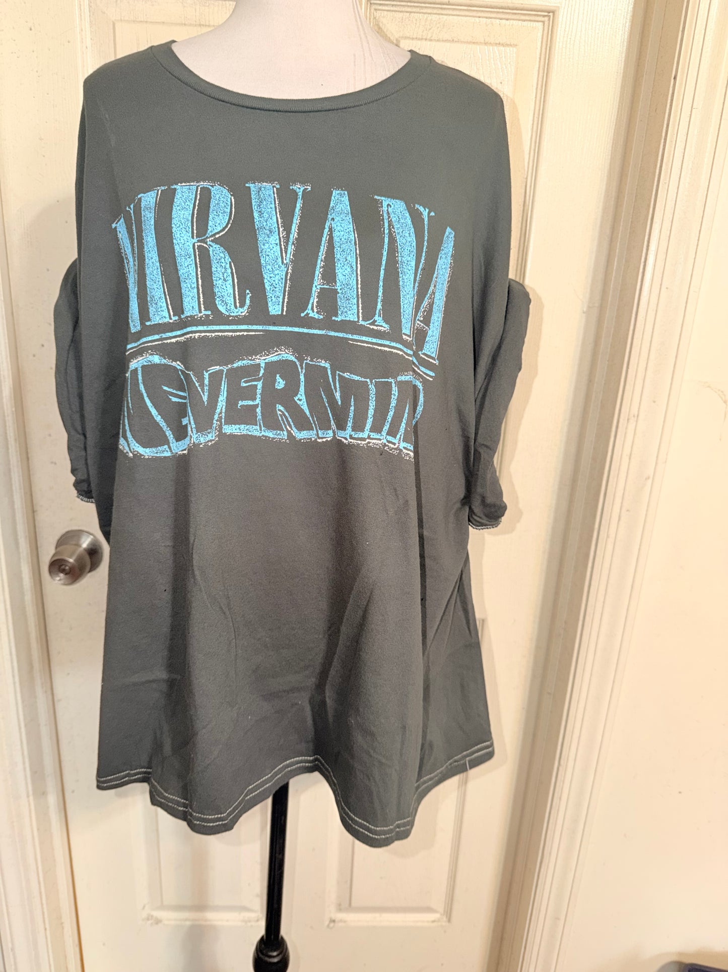 Nirvana Double Sided Oversized Distressed Tee