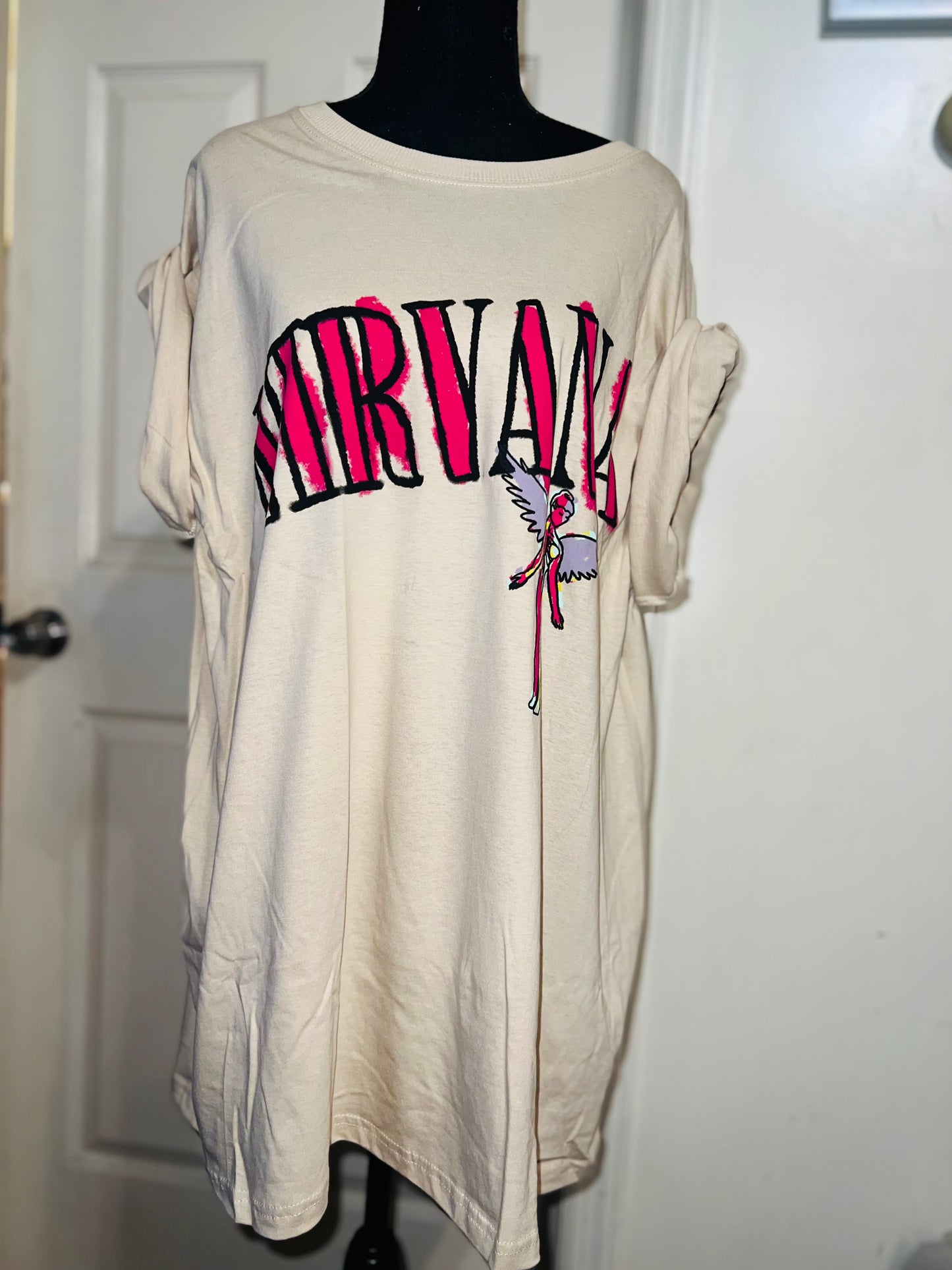 Nirvana Double Sided Oversized Distressed Tee