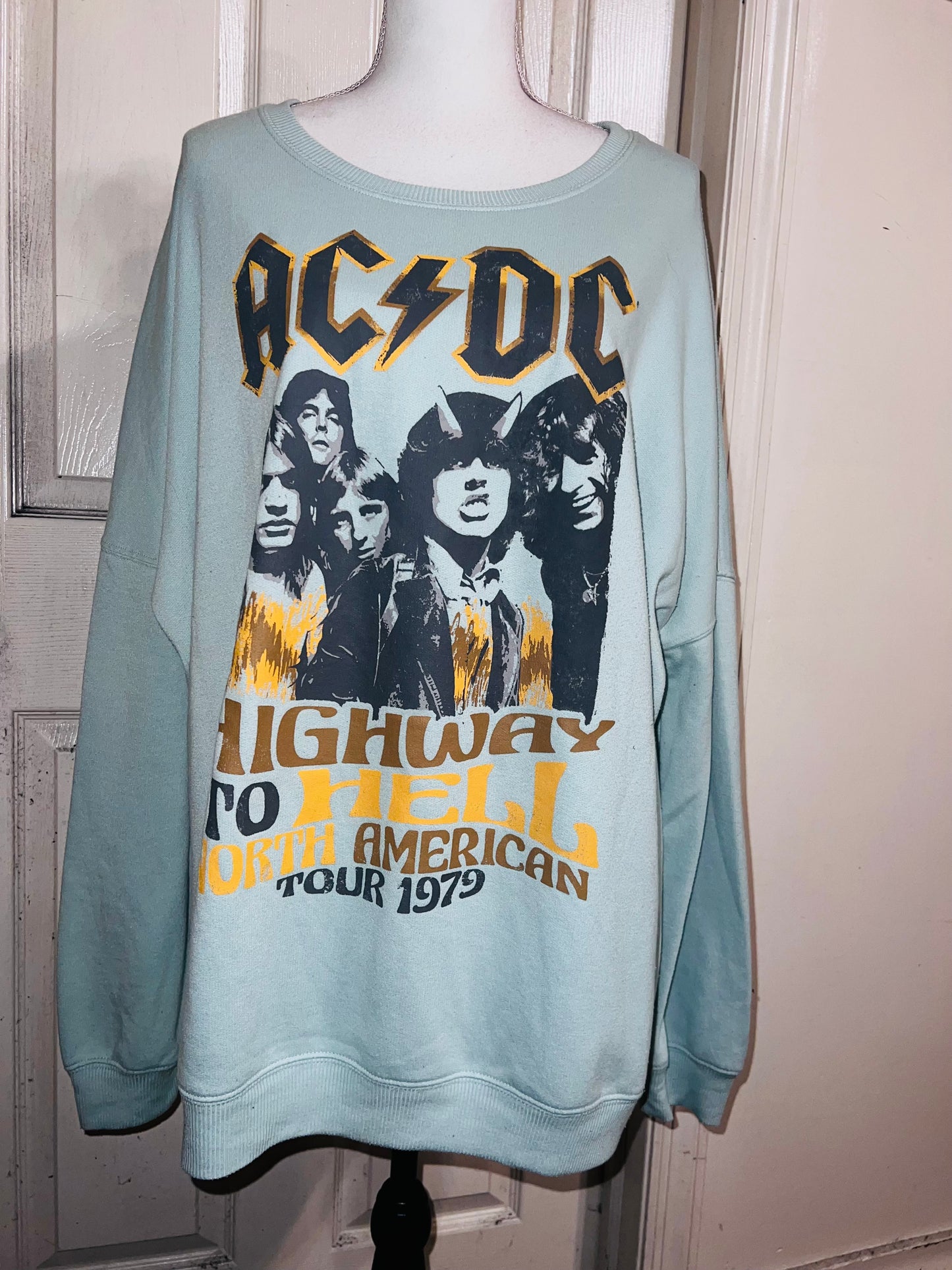 AC/DC Oversized Distressed Sweatshirt