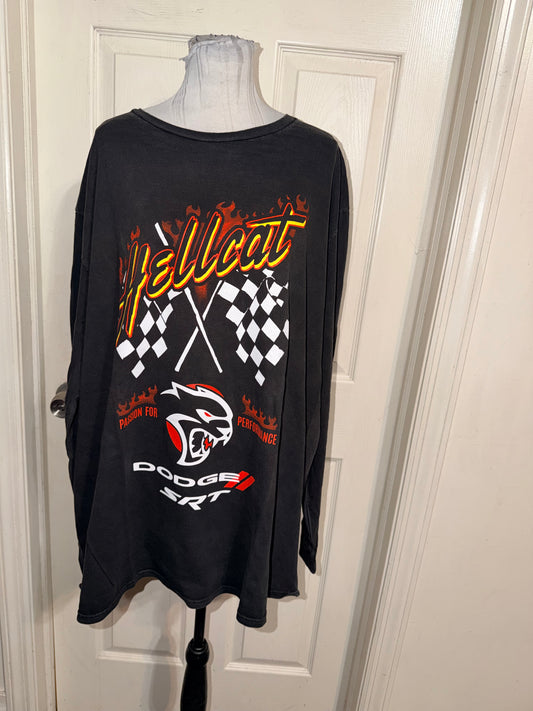 Dodge Hellcat Oversized Distressed Long Sleeve Tee