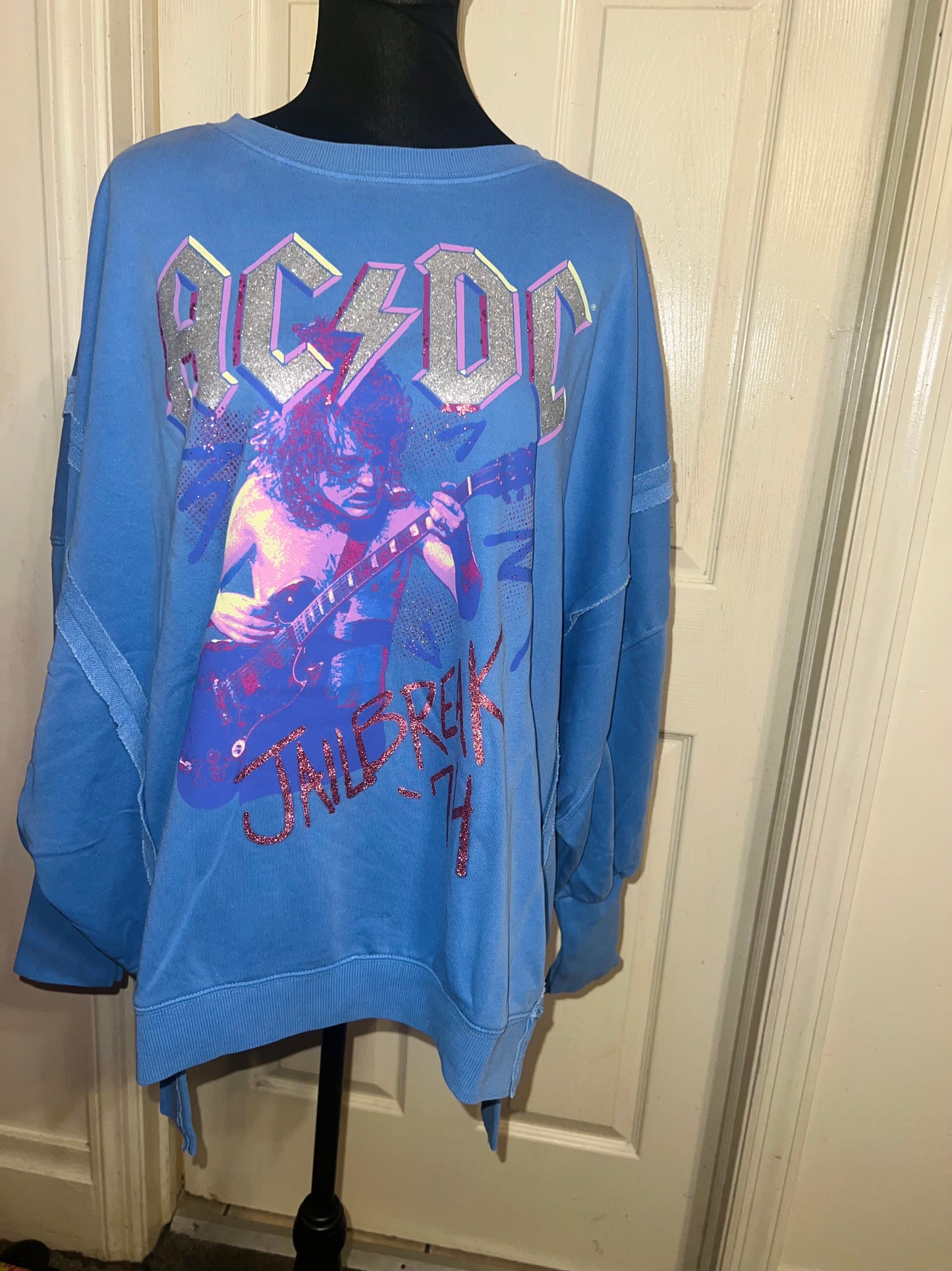 AC/DC Oversized Distressed Sweatshirt