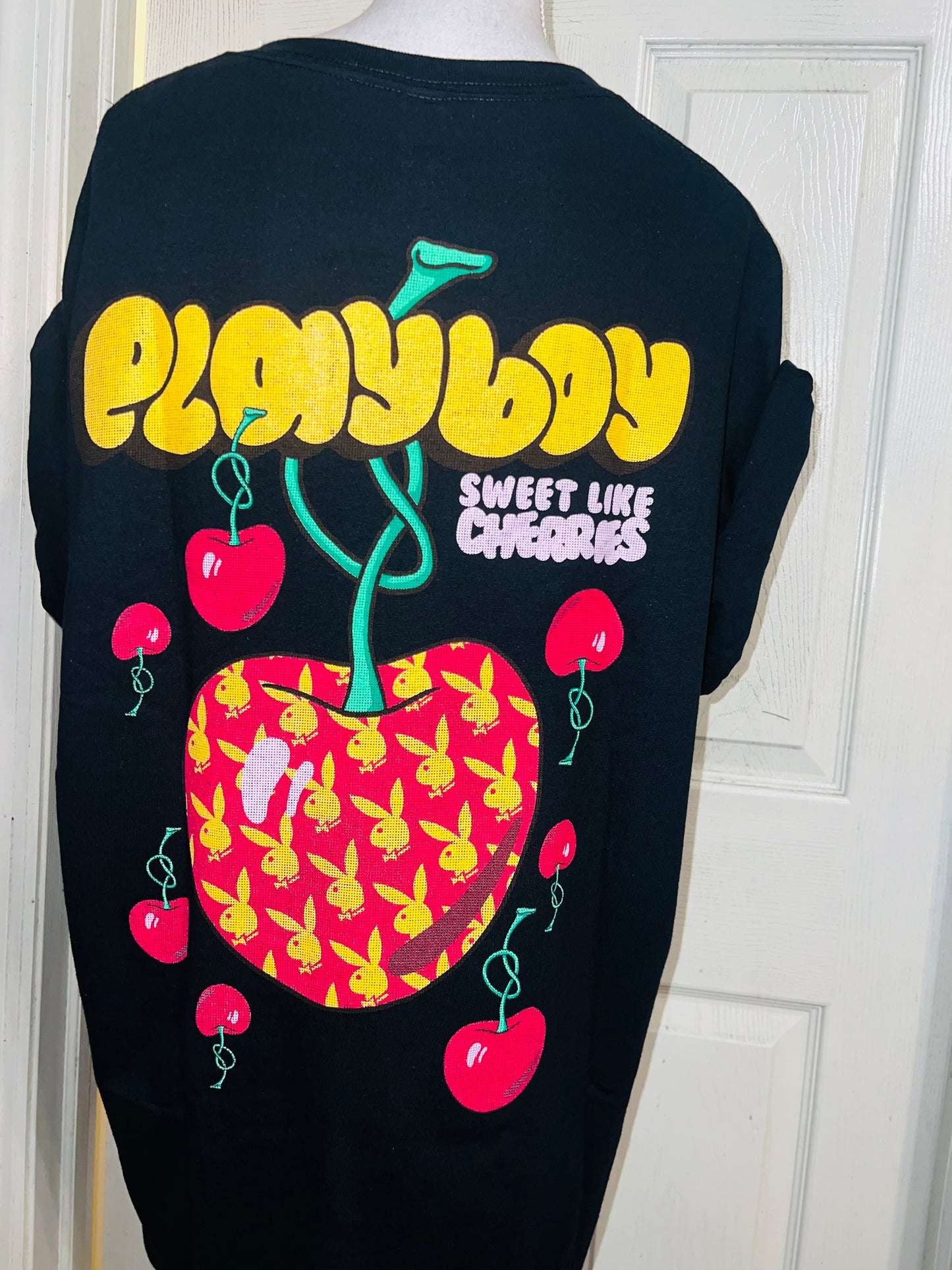Playboy Cherry Double Sided Oversized Distressed Tee