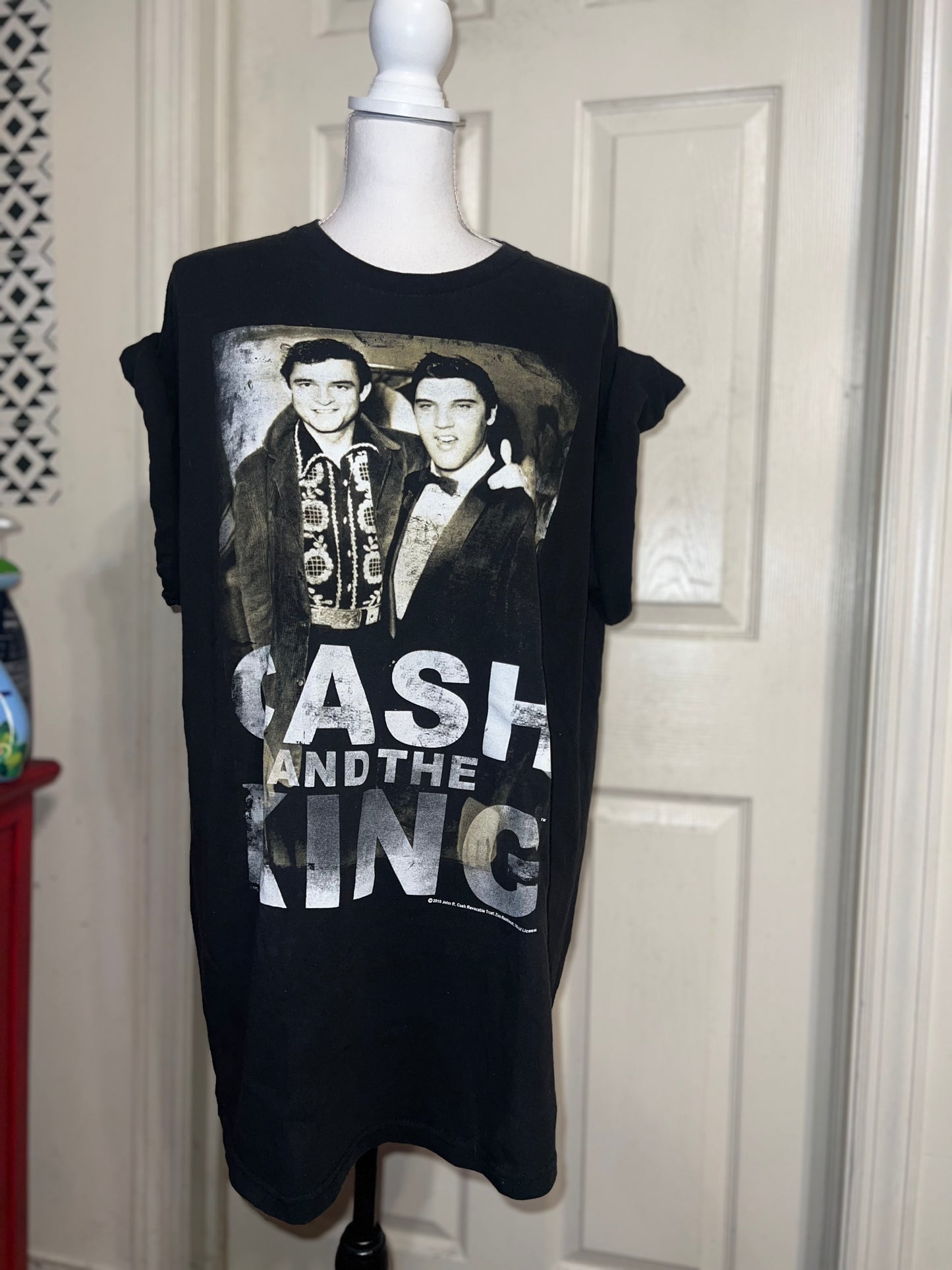 Johnny Cash and Elvis Oversized Distressed Tee