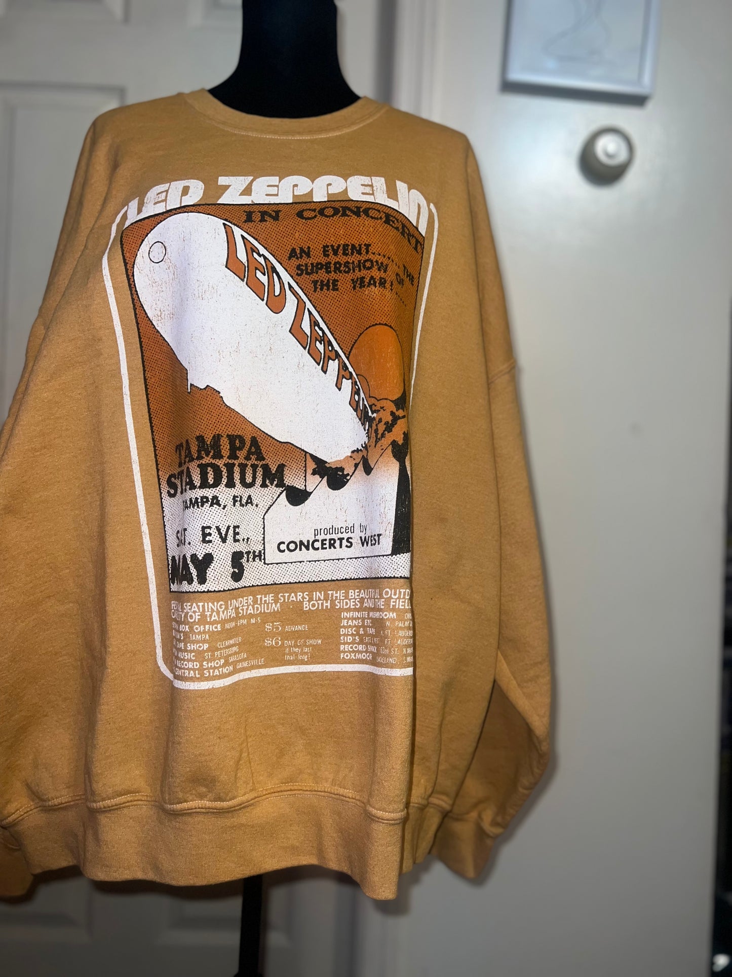 Led Zeppelin Oversized Distressed Sweatshirt