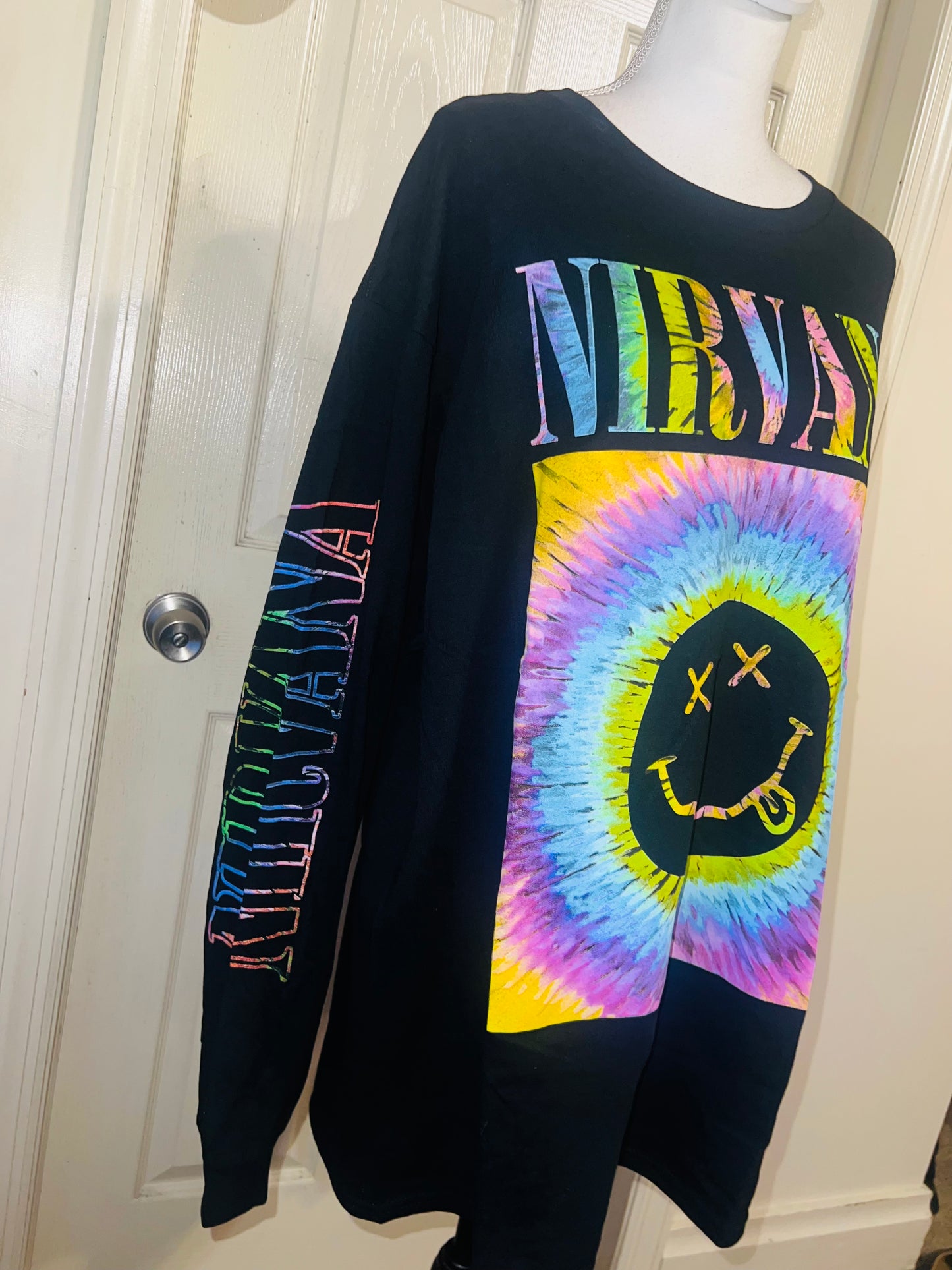 Nirvana Oversized Distressed Long Sleeve Tee