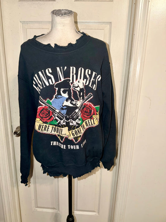 Guns N’ Roses Oversized Distressed Sweatshirt