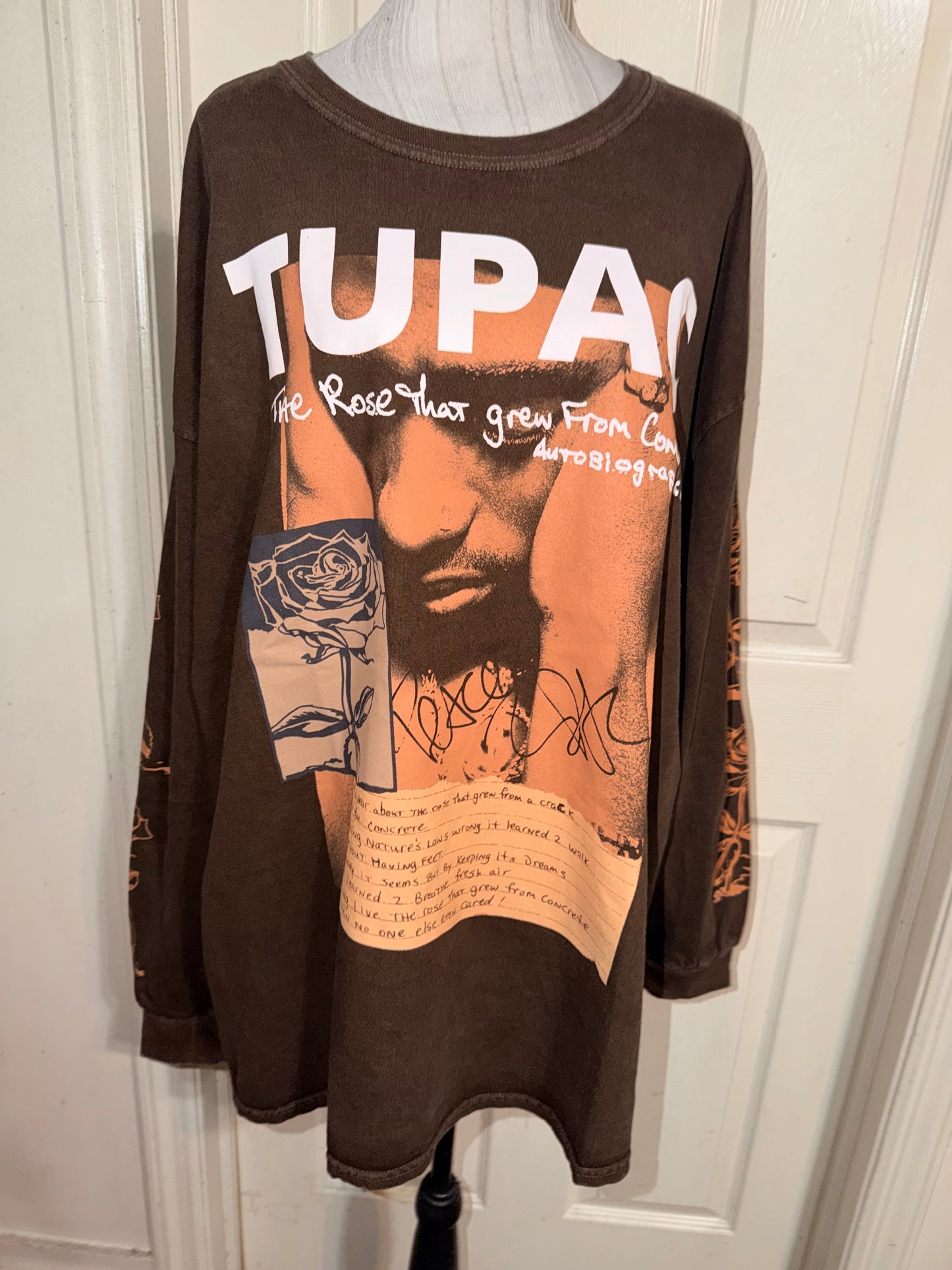 Tupac Oversized Distressed Long Sleeve Tee