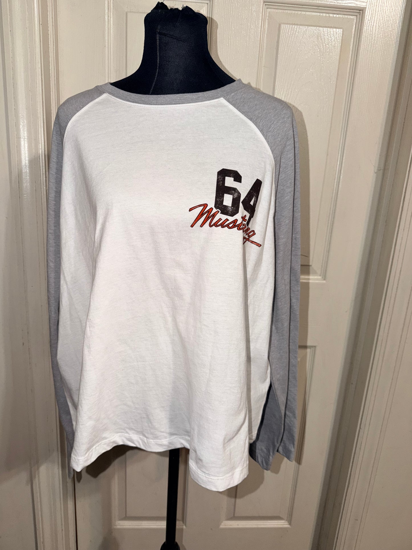 Ford Mustang Double Sided Oversized Distressed Long Sleeve Tee