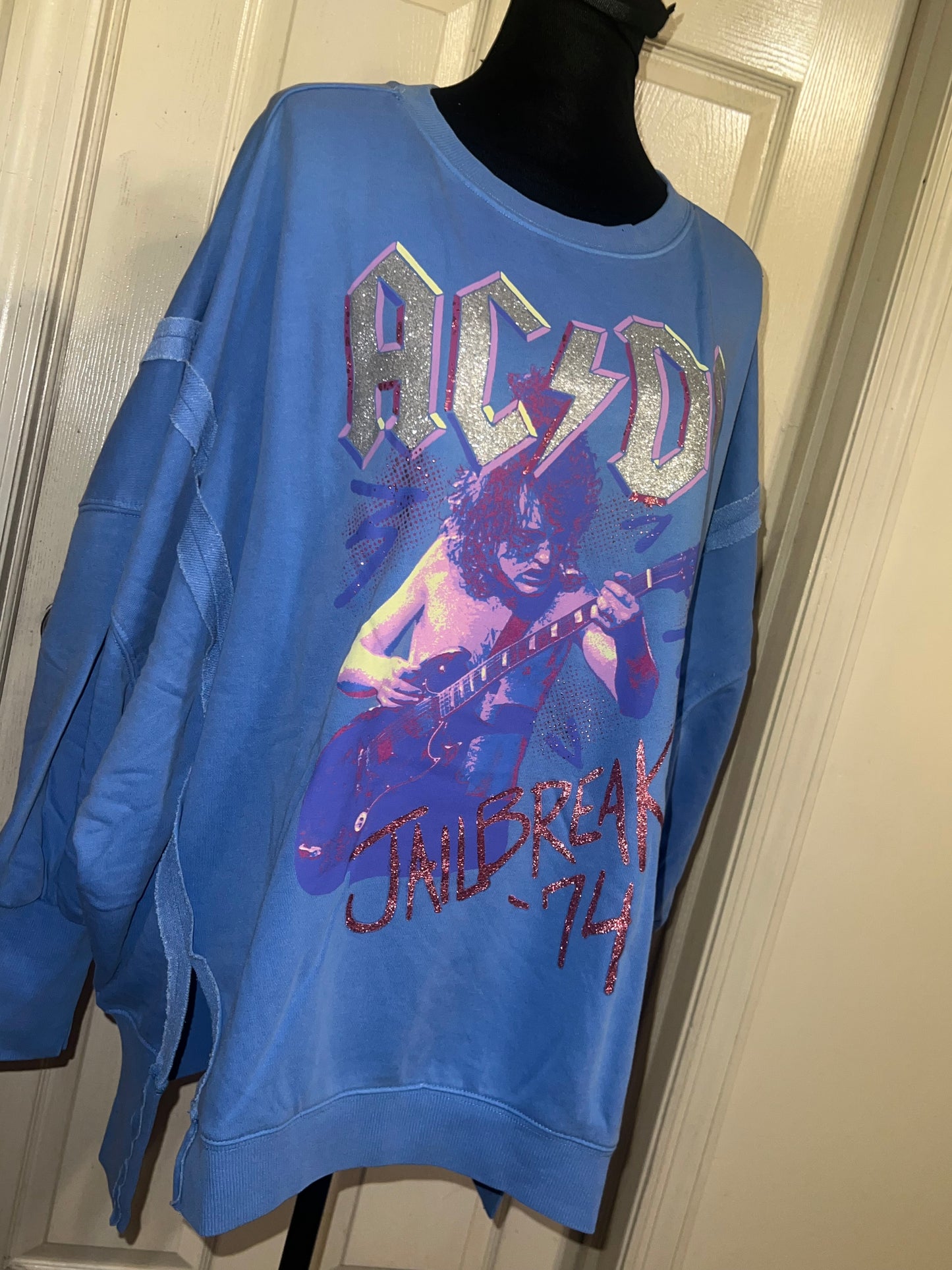 AC/DC Oversized Distressed Sweatshirt