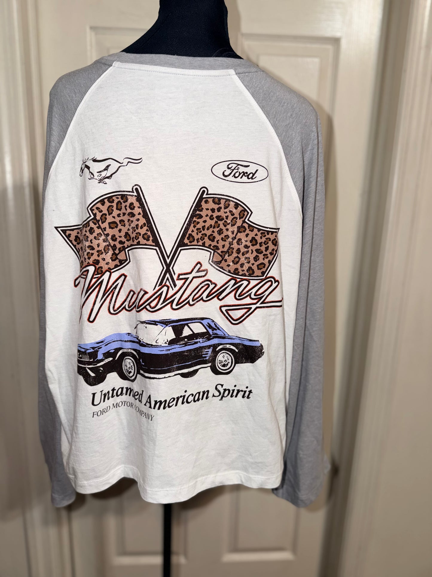 Ford Mustang Double Sided Oversized Distressed Long Sleeve Tee