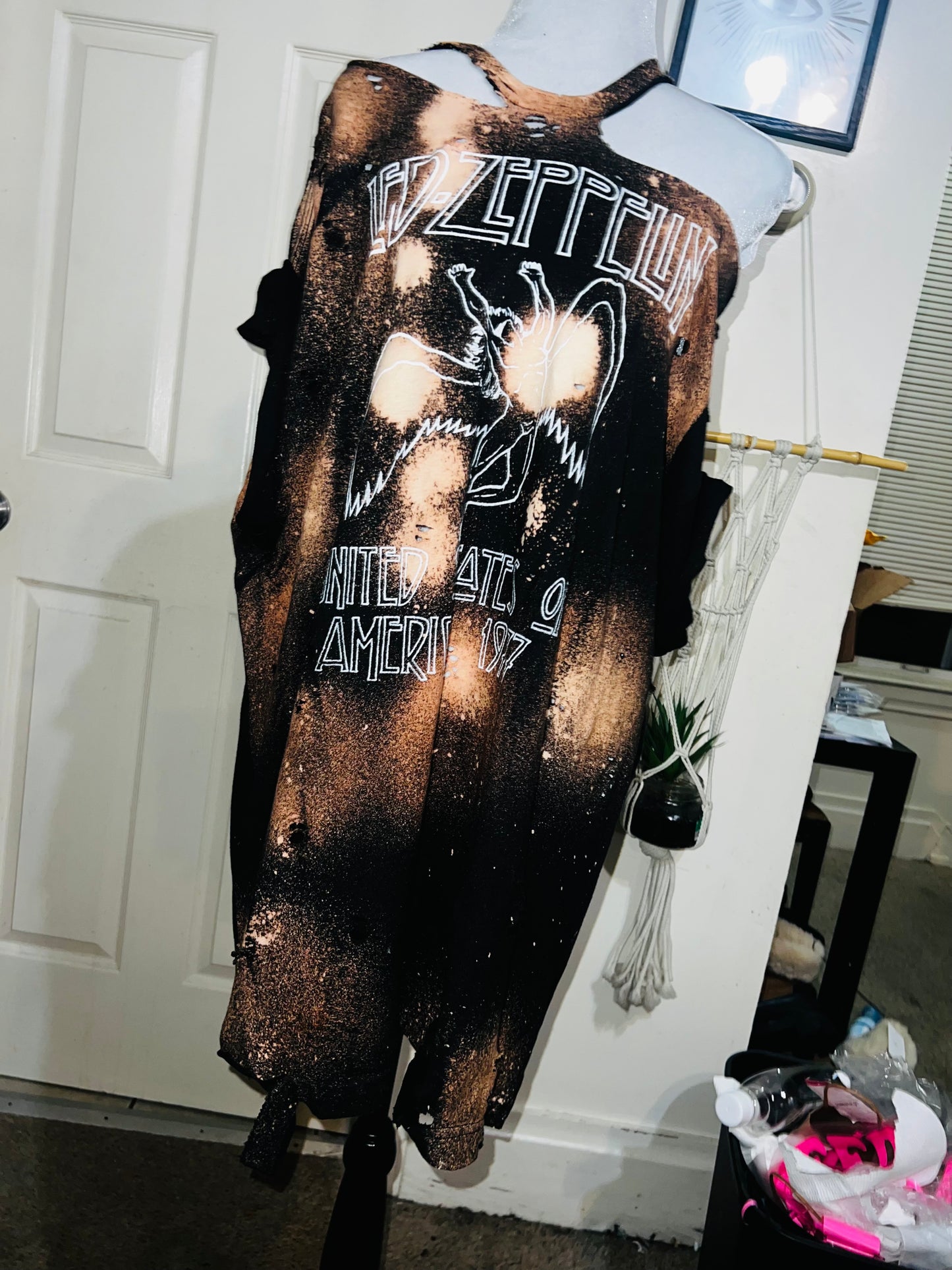 Led Zeppelin Bleached Oversized Distresed Tee