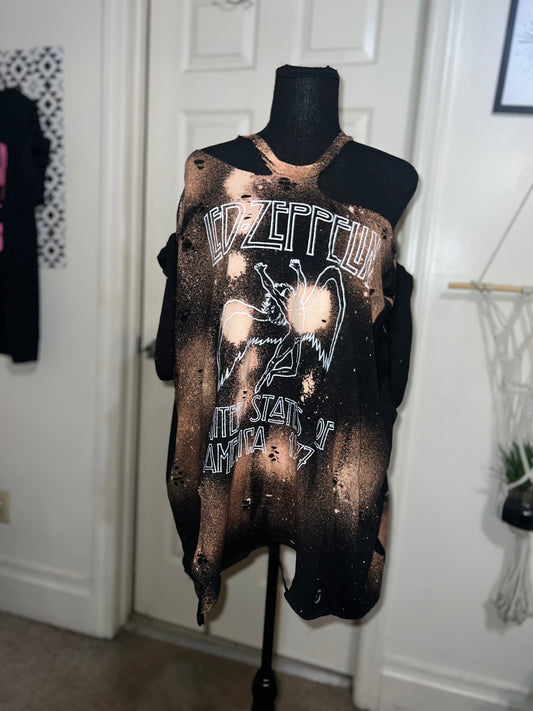 Led Zeppelin Bleached Oversized Distresed Tee