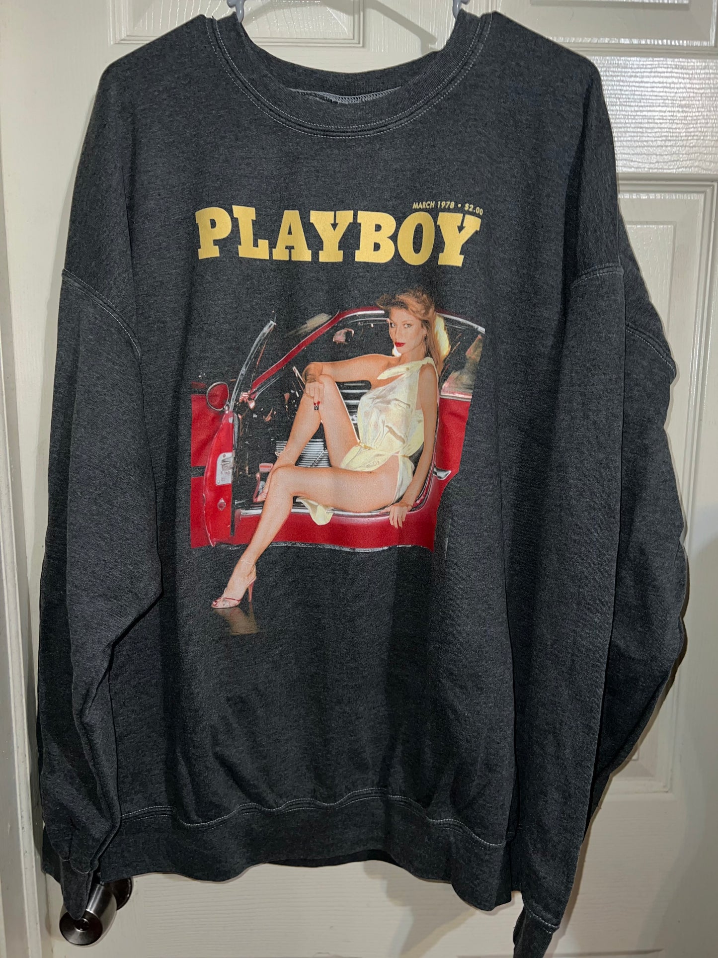 Playboy Magazine Oversized Distressed Sweatshirt