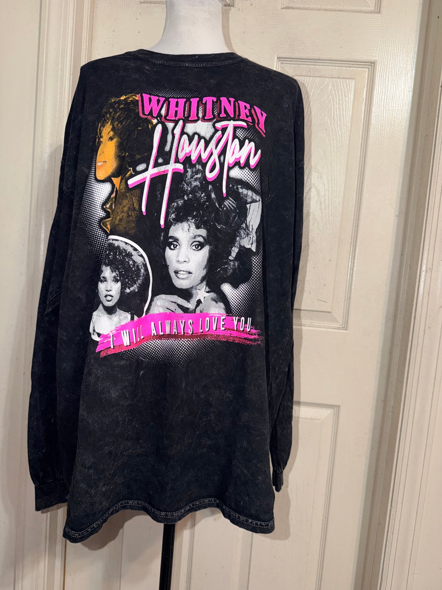 Whitney Houston Oversized Distressed Long Sleeve Tee