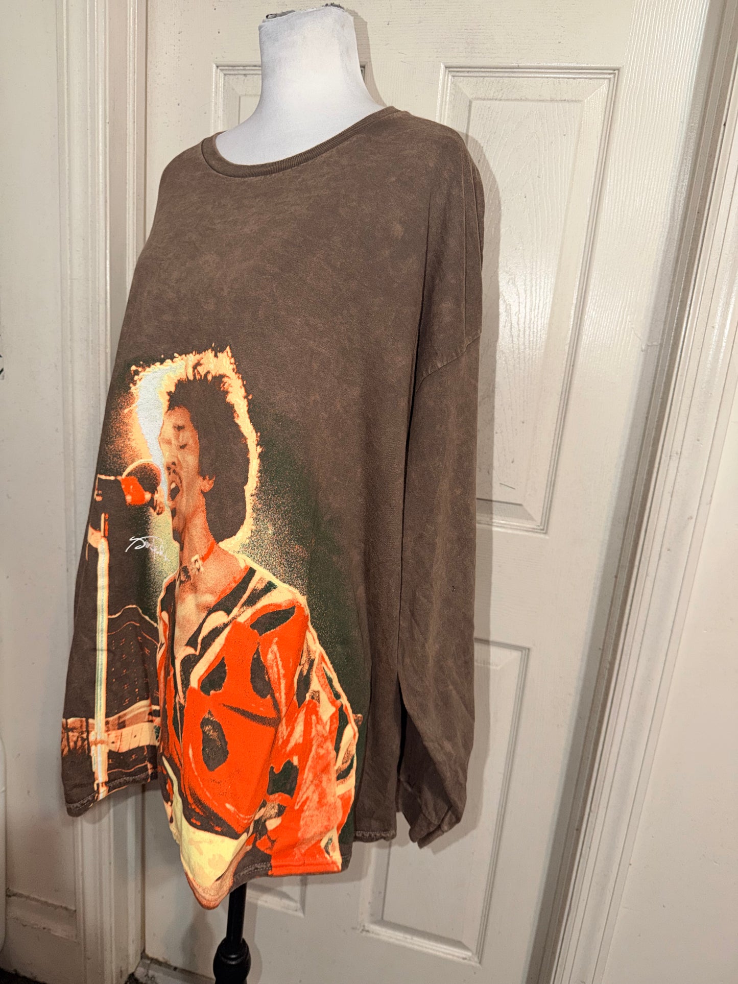 Jimi Hendrix Oversized Distressed Long Sleeve Tee