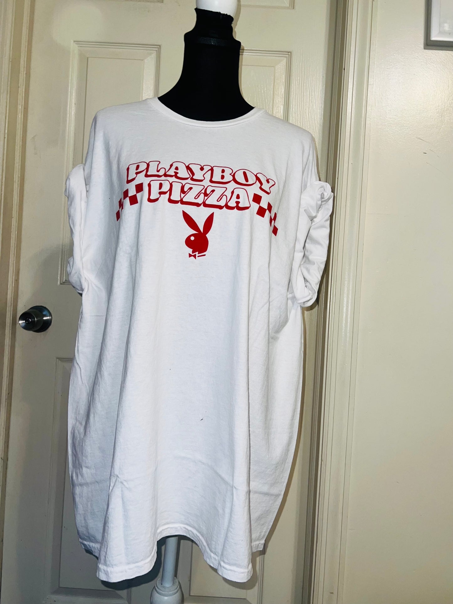 Playboy Pizza Double Sided Distressed Tee