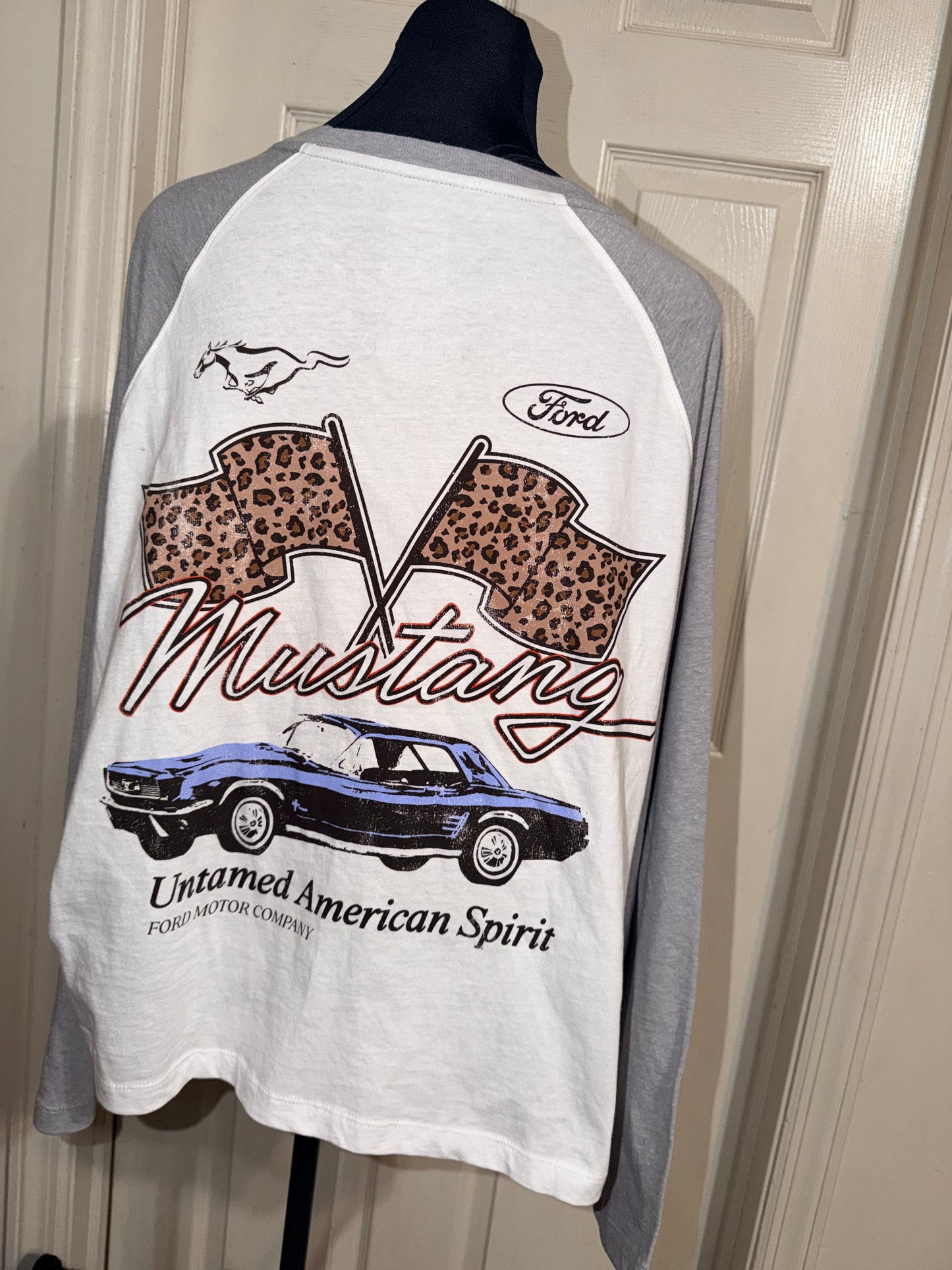 Ford Mustang Double Sided Oversized Distressed Long Sleeve Tee