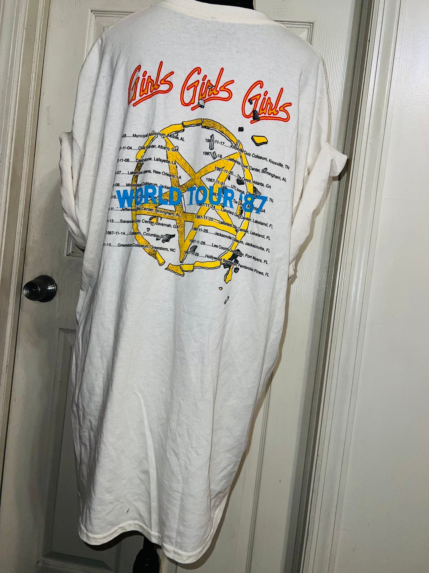 Motley Crue Tour Double Sided  Oversized Distressed Tee
