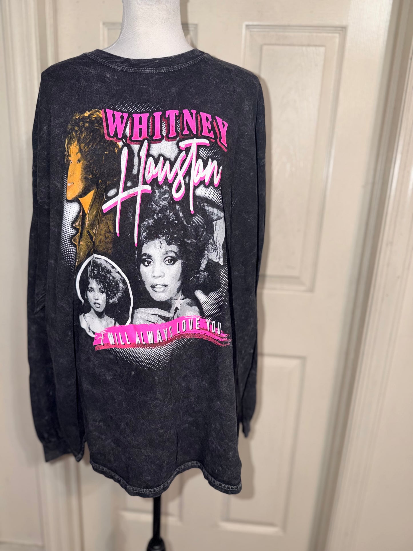 Whitney Houston Oversized Distressed Long Sleeve Tee