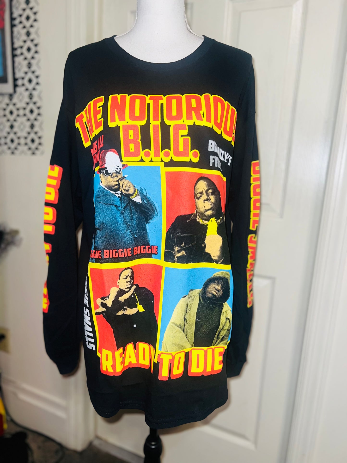 Notorious B.I.G. Oversized Distressed Long Sleeve Tee