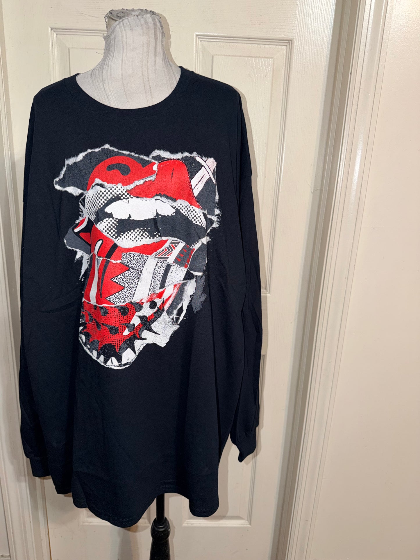 The Rolling Stones Oversized Distressed Long Sleeve Tee