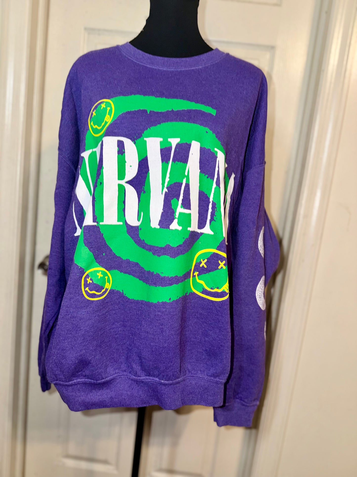 Nirvana Double Sided Oversized Distressed Sweatshirt