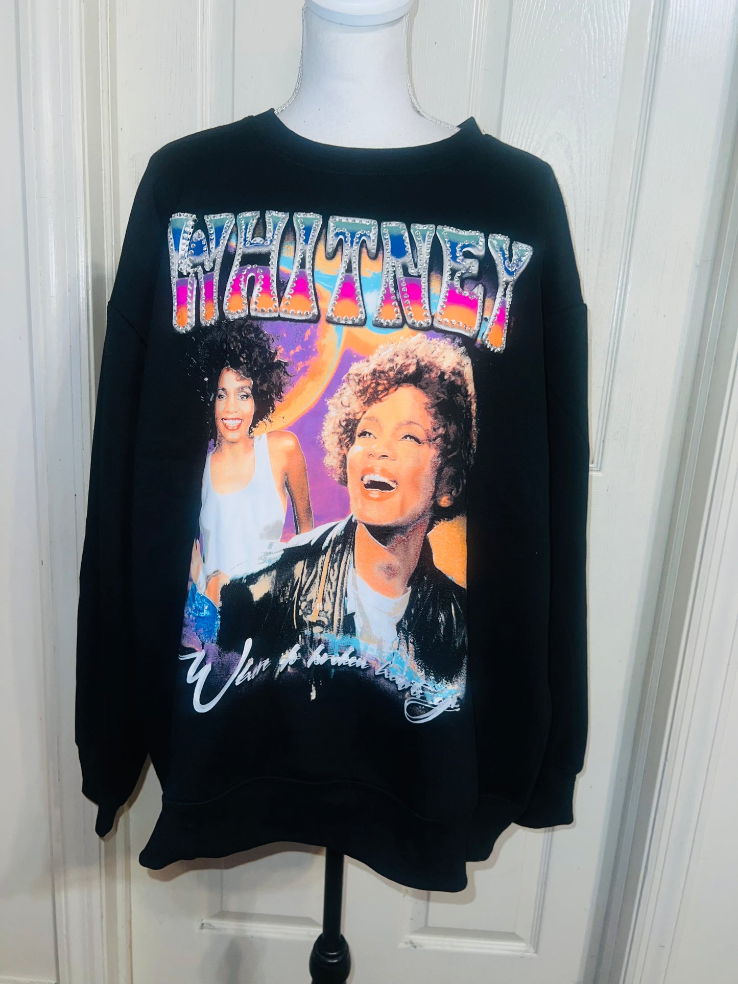 Whitney Houston Oversized Distressed Sweatshirt