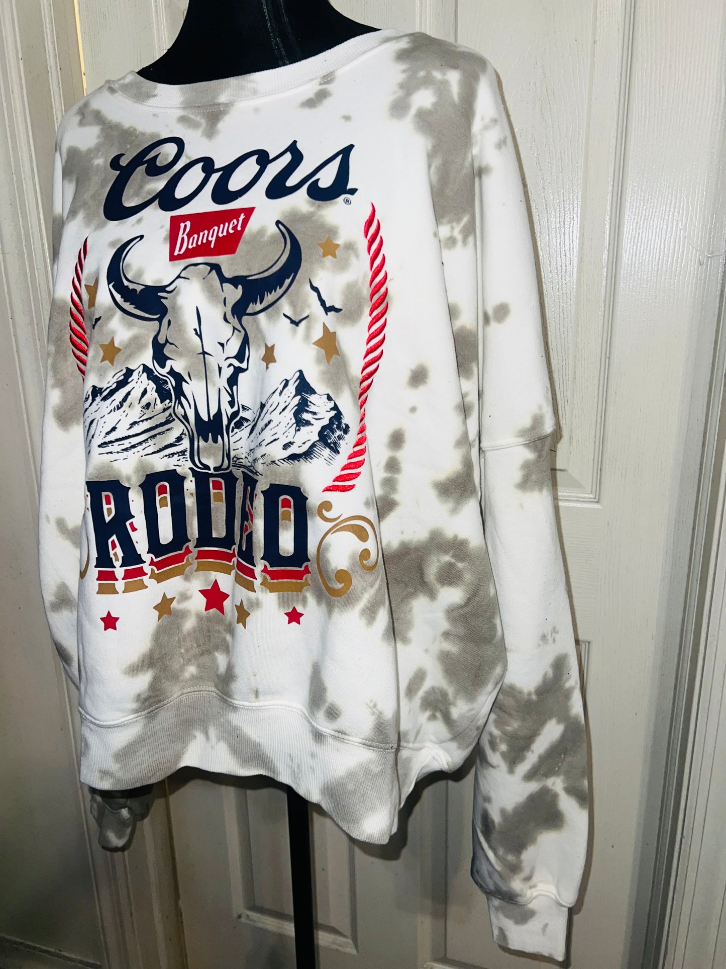 Coors Banquet Rodeo Oversized Distressed Sweatshirt