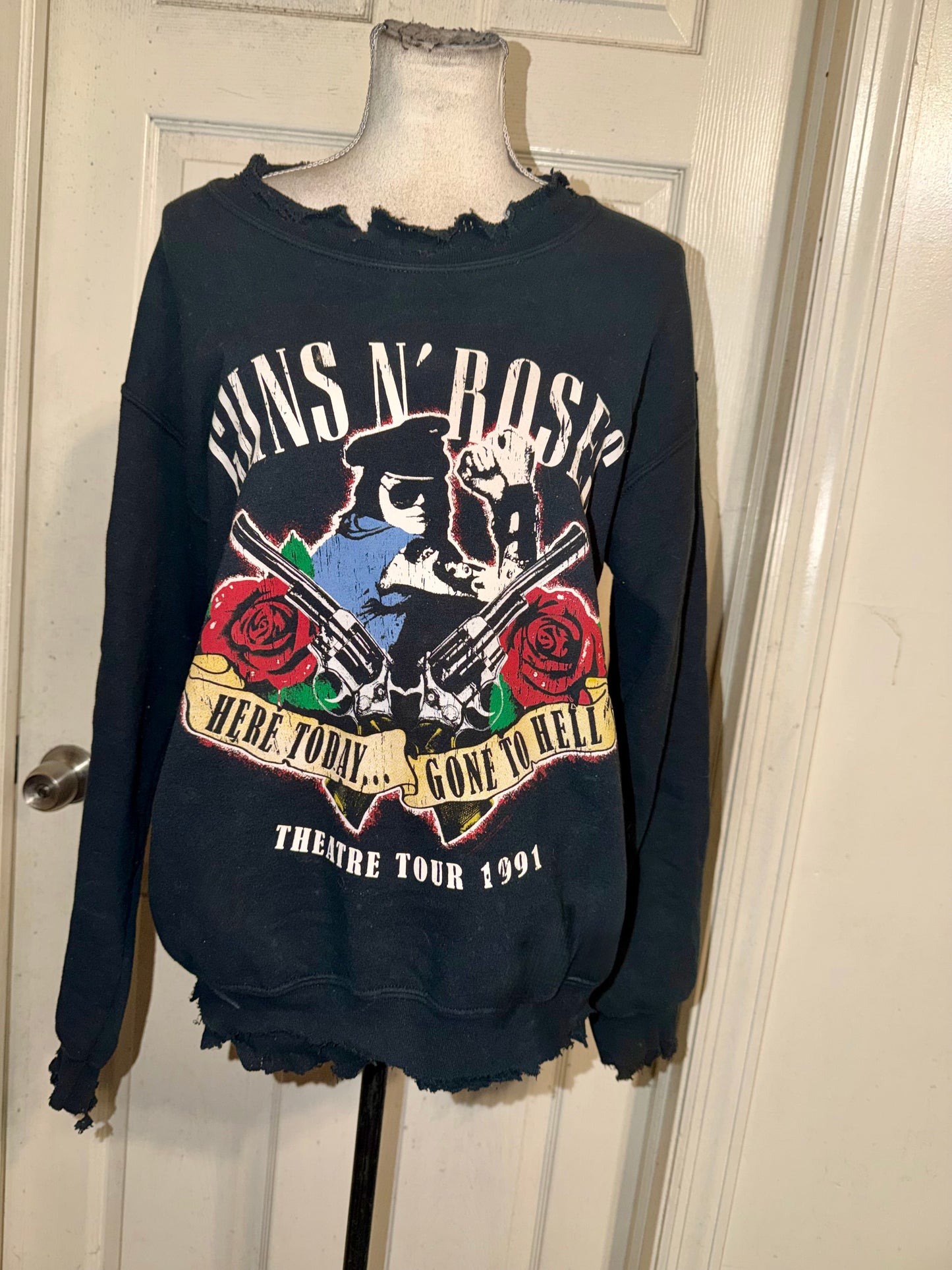 Guns N’ Roses Oversized Distressed Sweatshirt