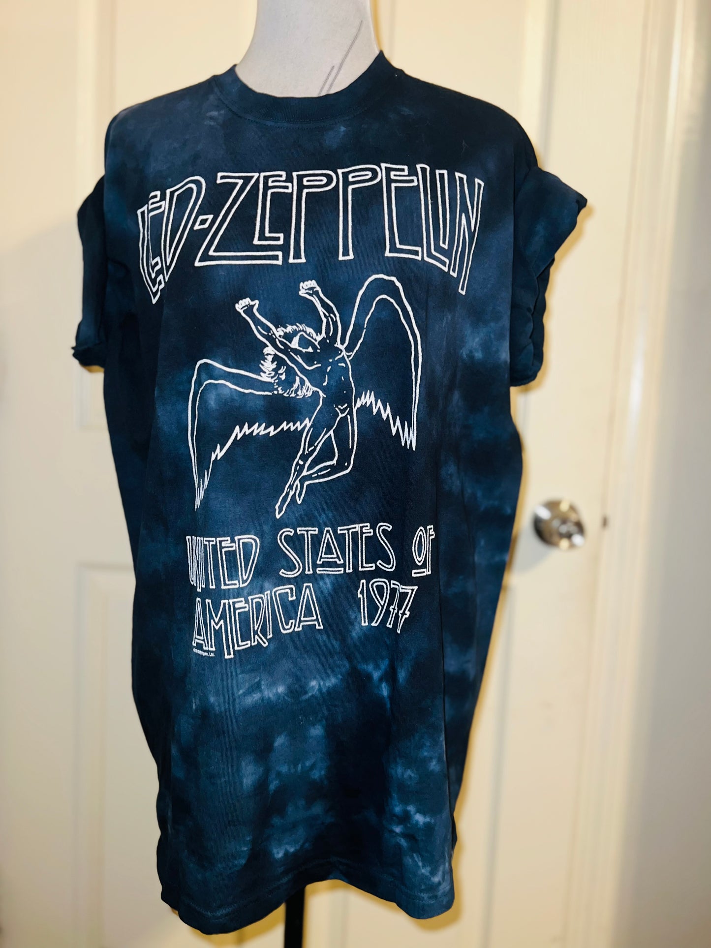 Led Zeppelin Tie Dye Oversized Distressed Tee