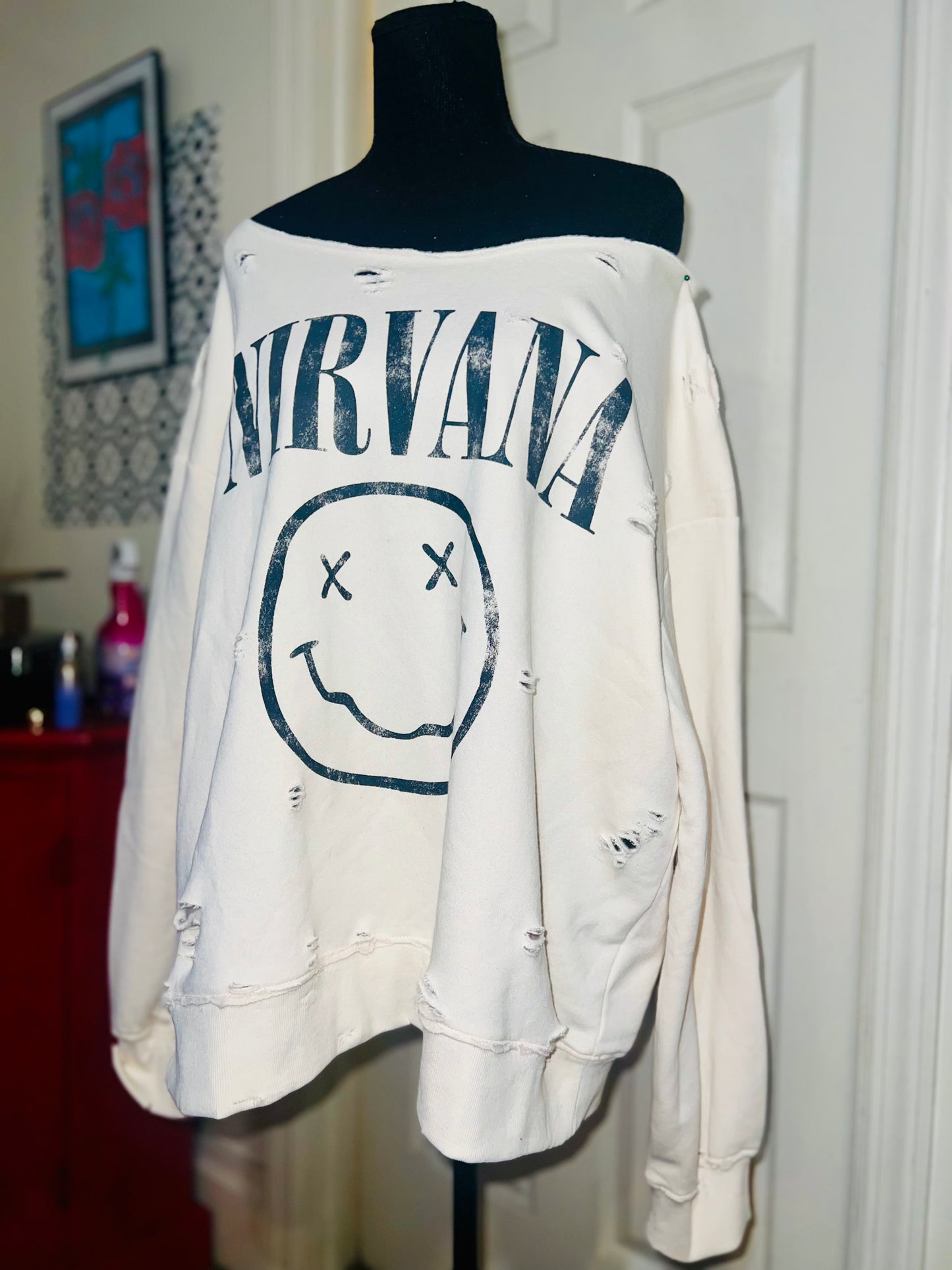 Nirvana Oversized Cream Sweatshirt