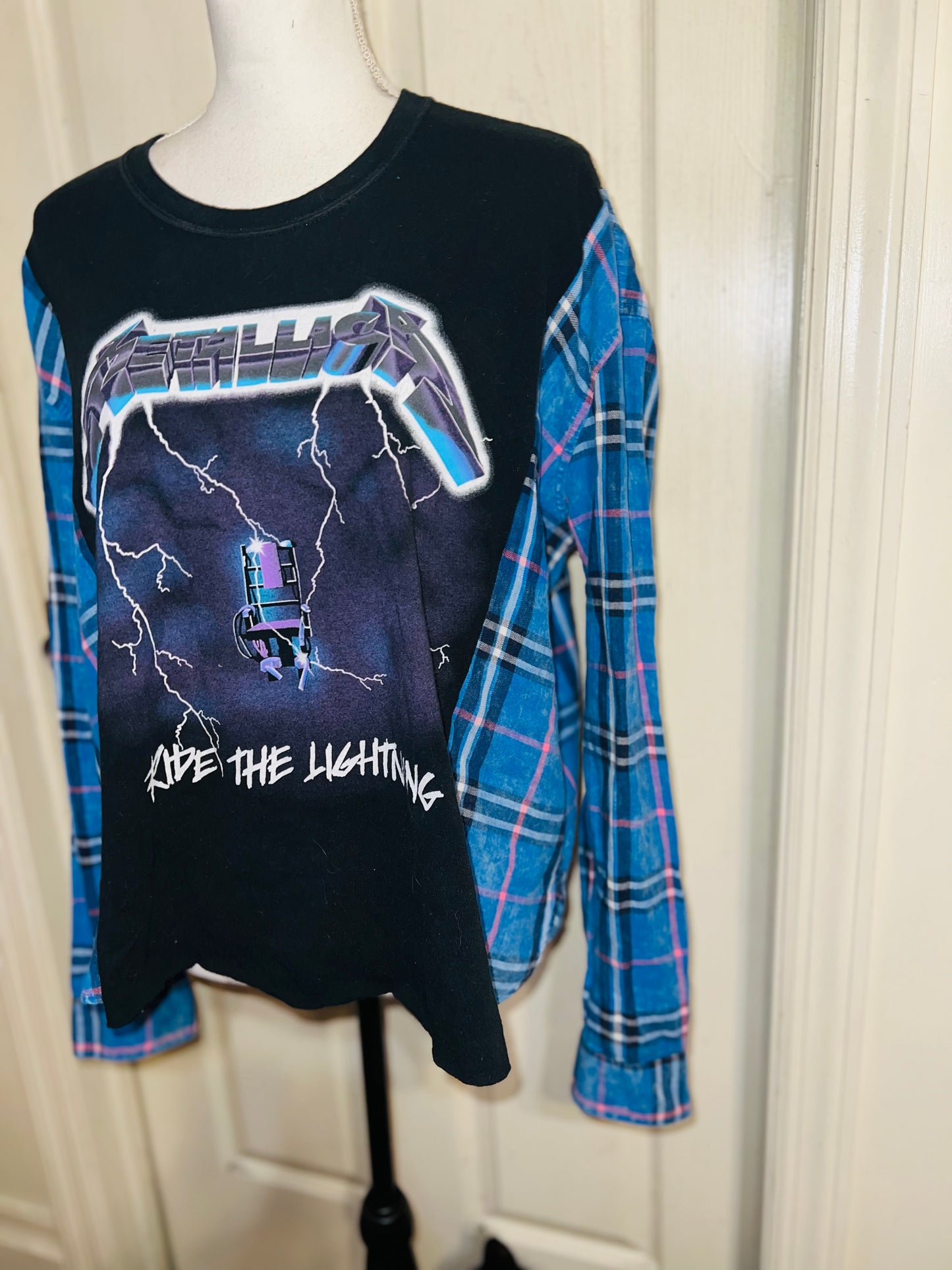 Metallica Oversized Distressed Flannel Long Sleeve Tee