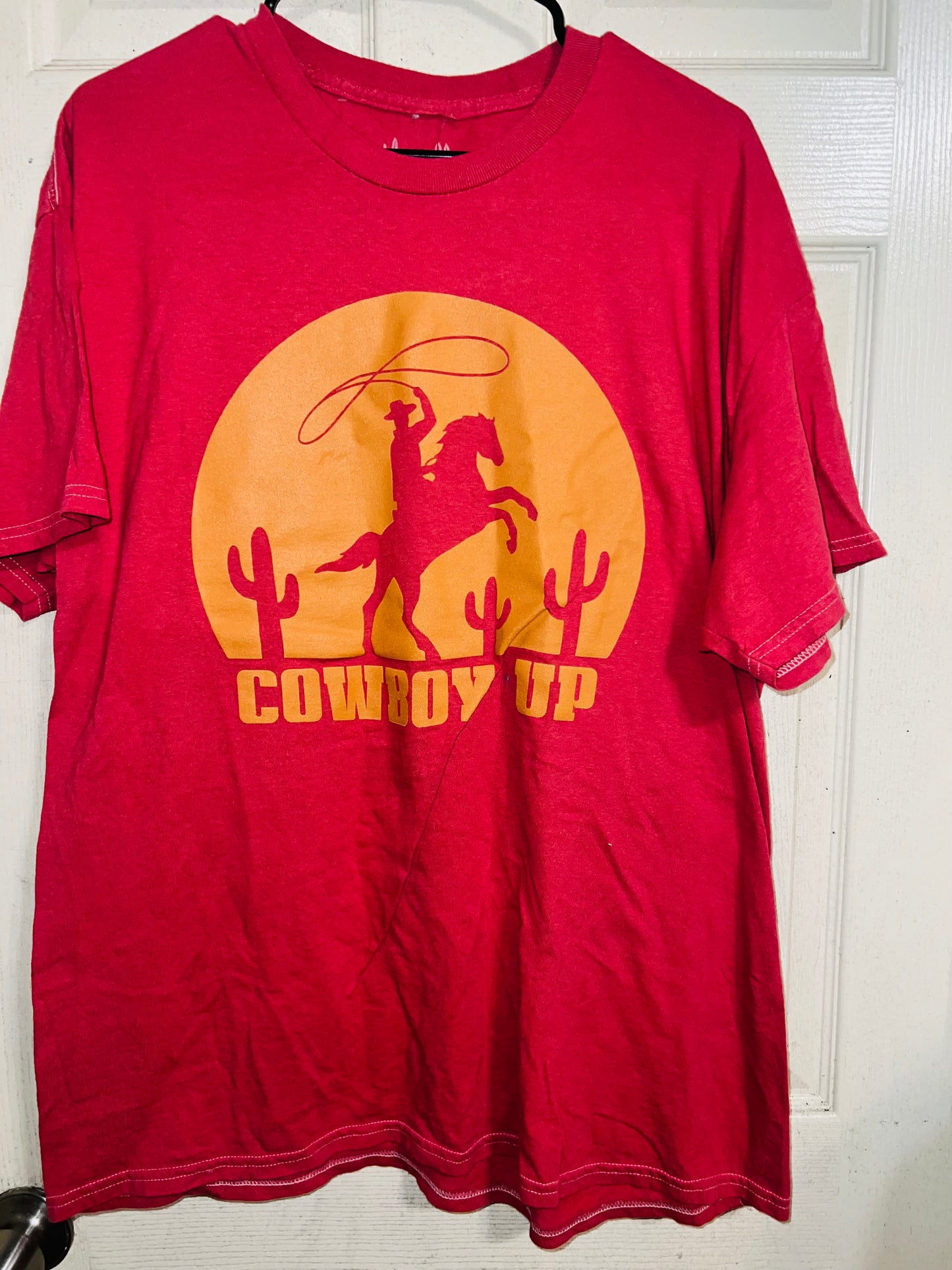 Cowboy Up Oversized Distressed Tee