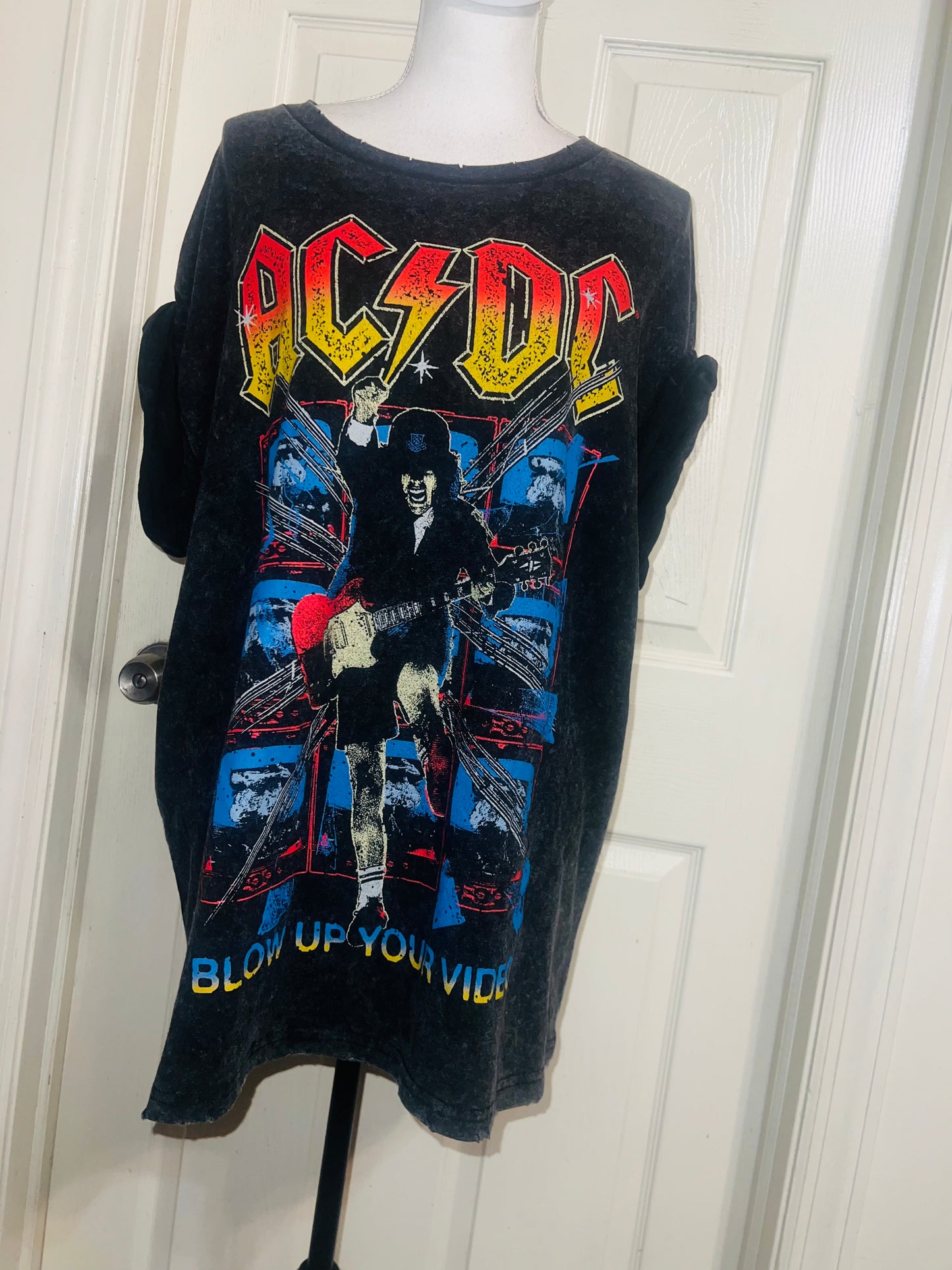 AC/DC Double Sided Oversized Distressed Tee