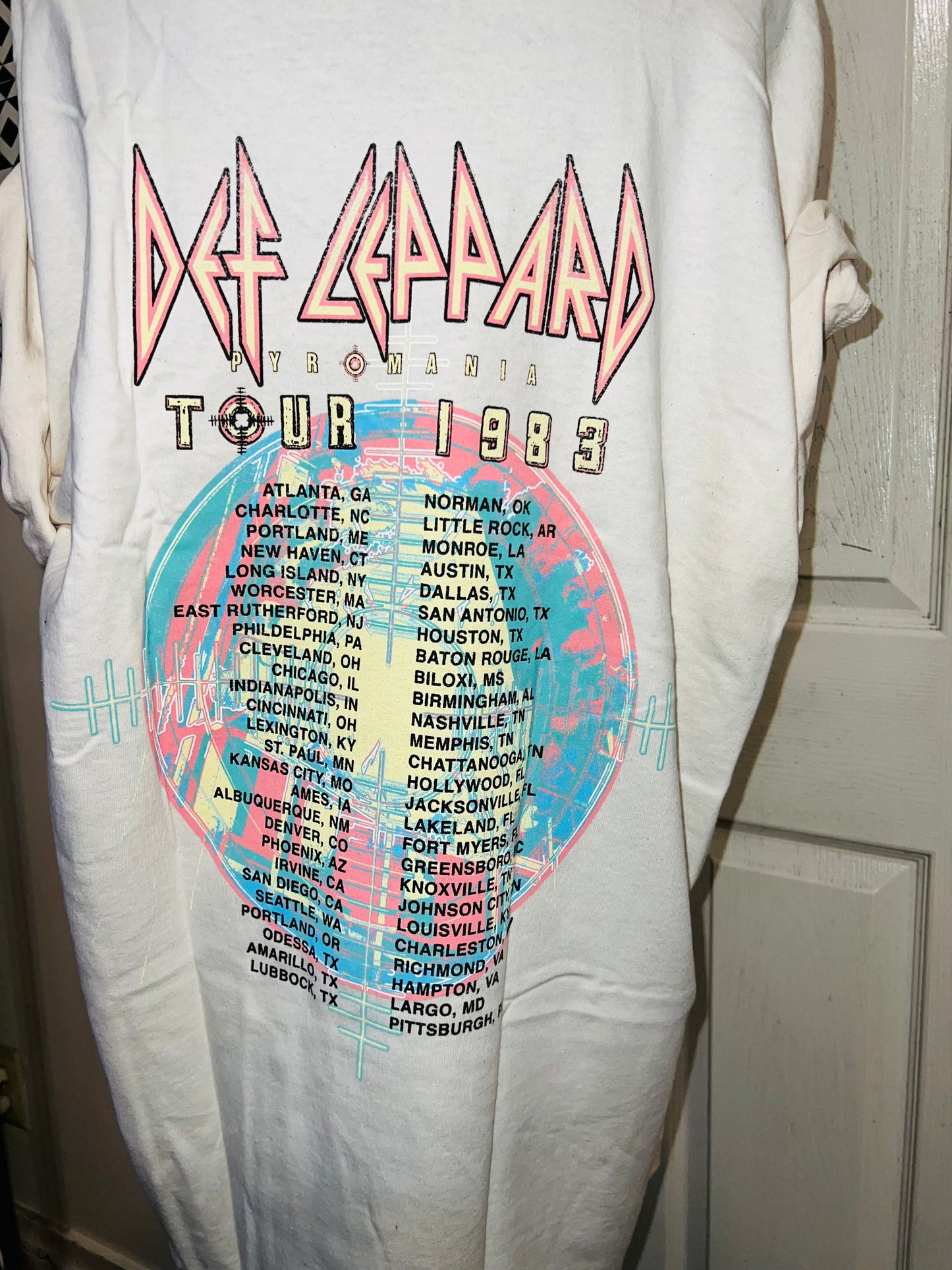 Def Leppard Double Sided Oversized Distressed Tee