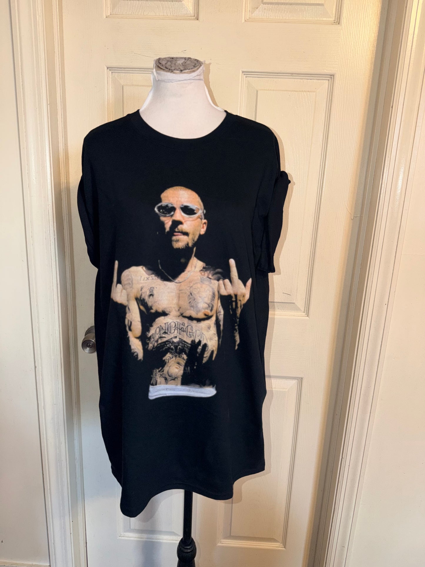 Justin Bieber Oversized Distressed Tee