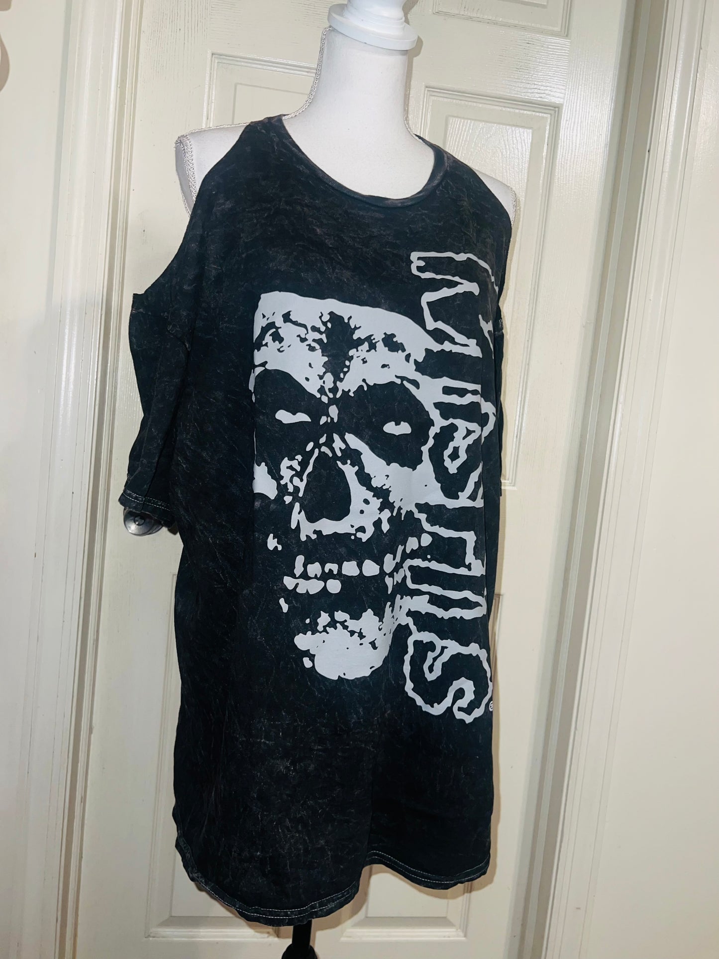 Misfits Shoulder Cut Out Oversized Distressed Tee