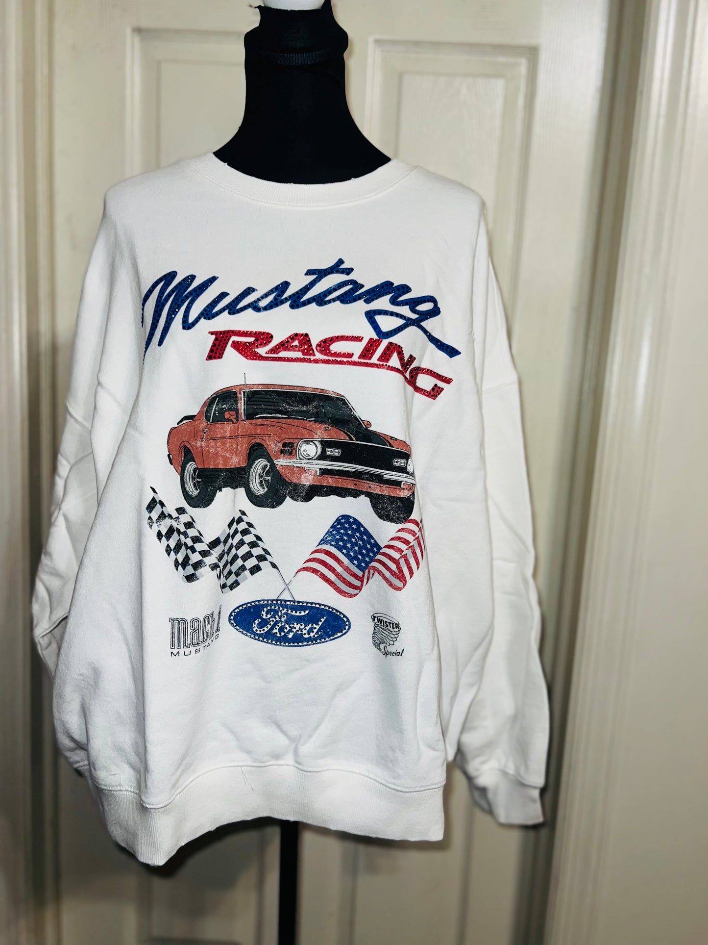 Ford Mustang Oversized Distressed Sweatshirt