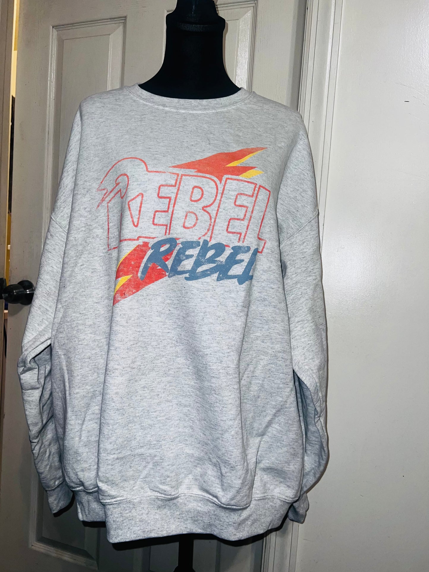 Rebel Rebel Bowie Oversized Distressed Sweatshirt