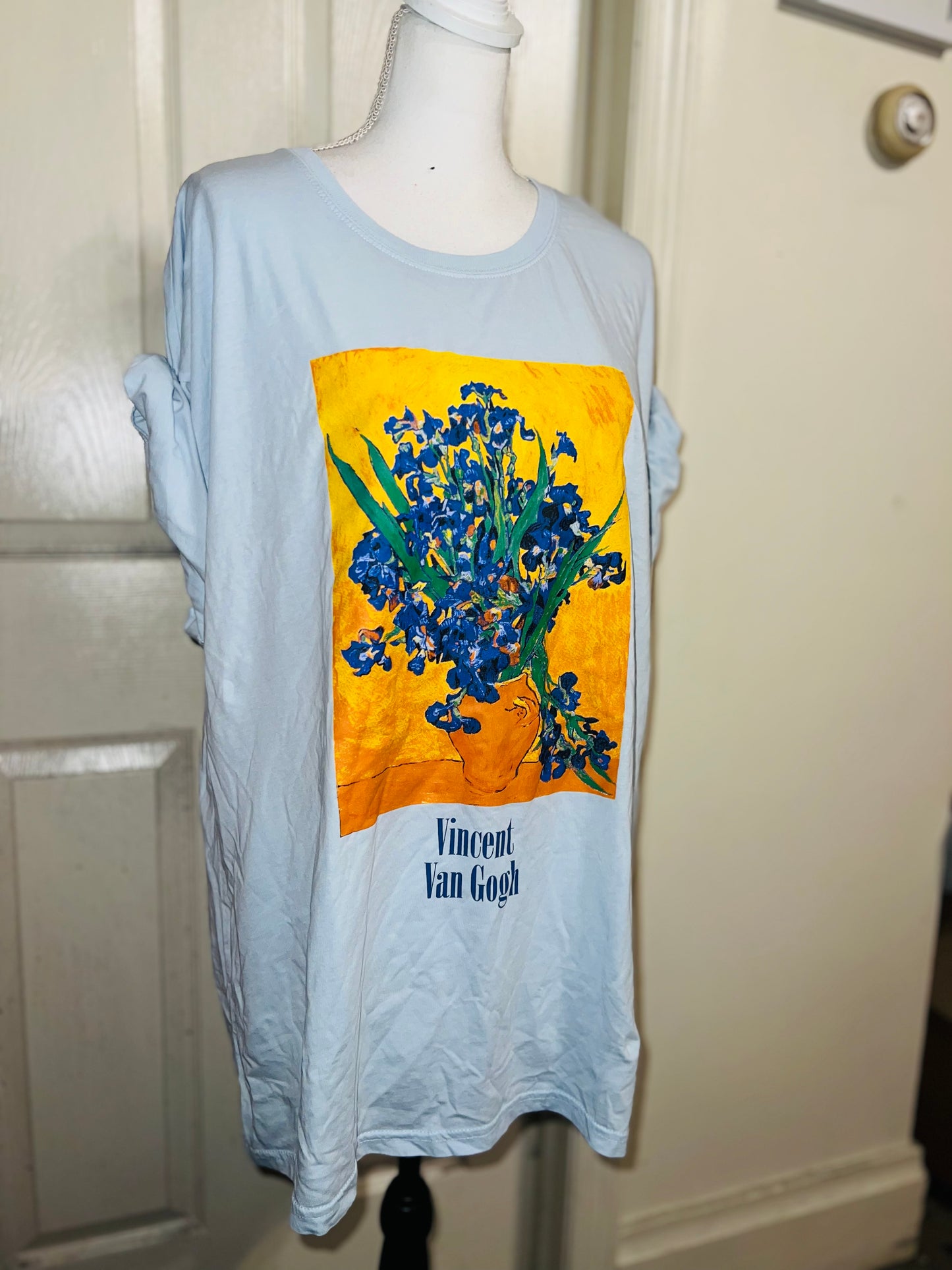 Vincent Van Gogh Irises Oversized Distressed Tee